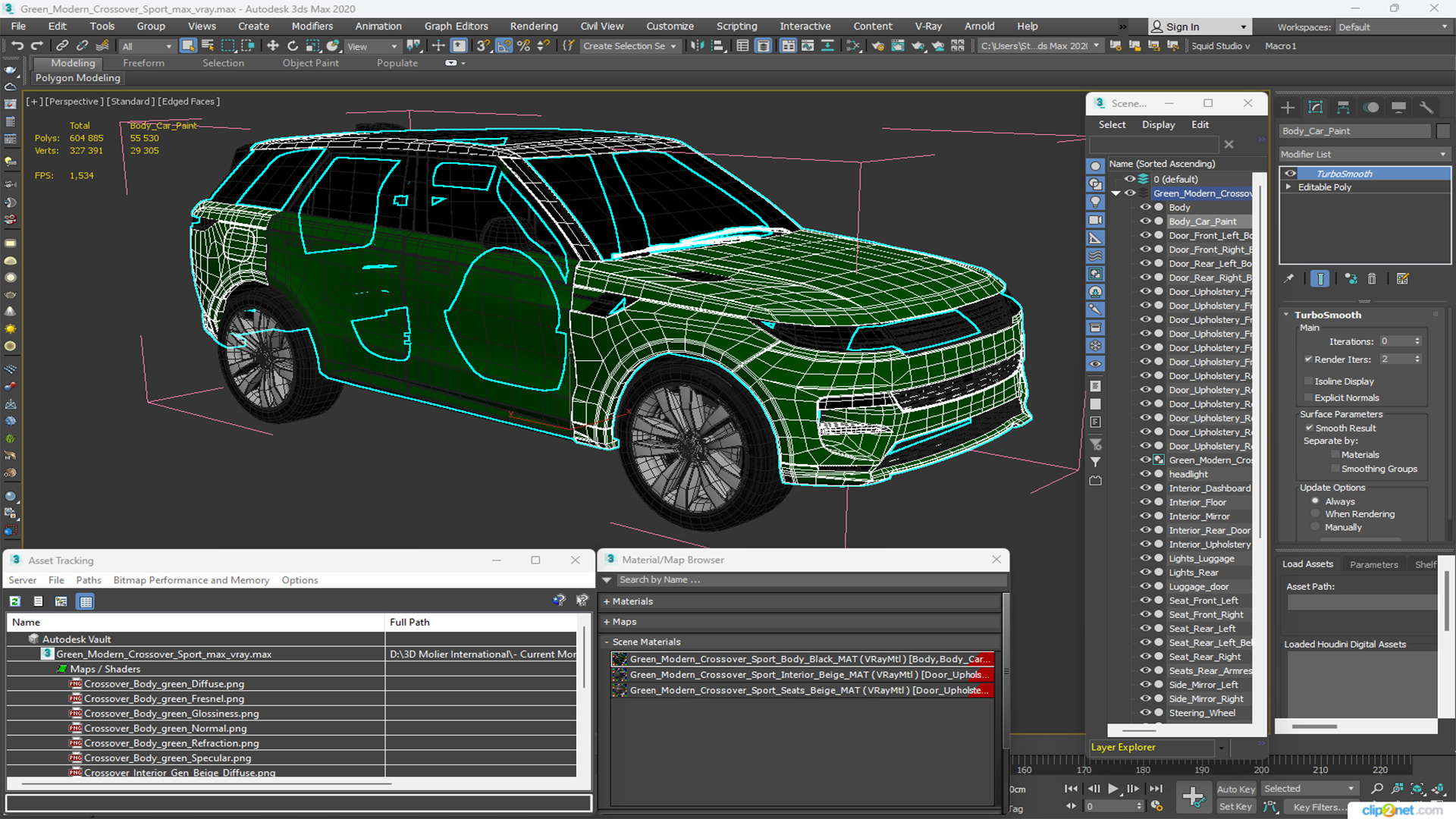 3D Green Modern Crossover Sport model