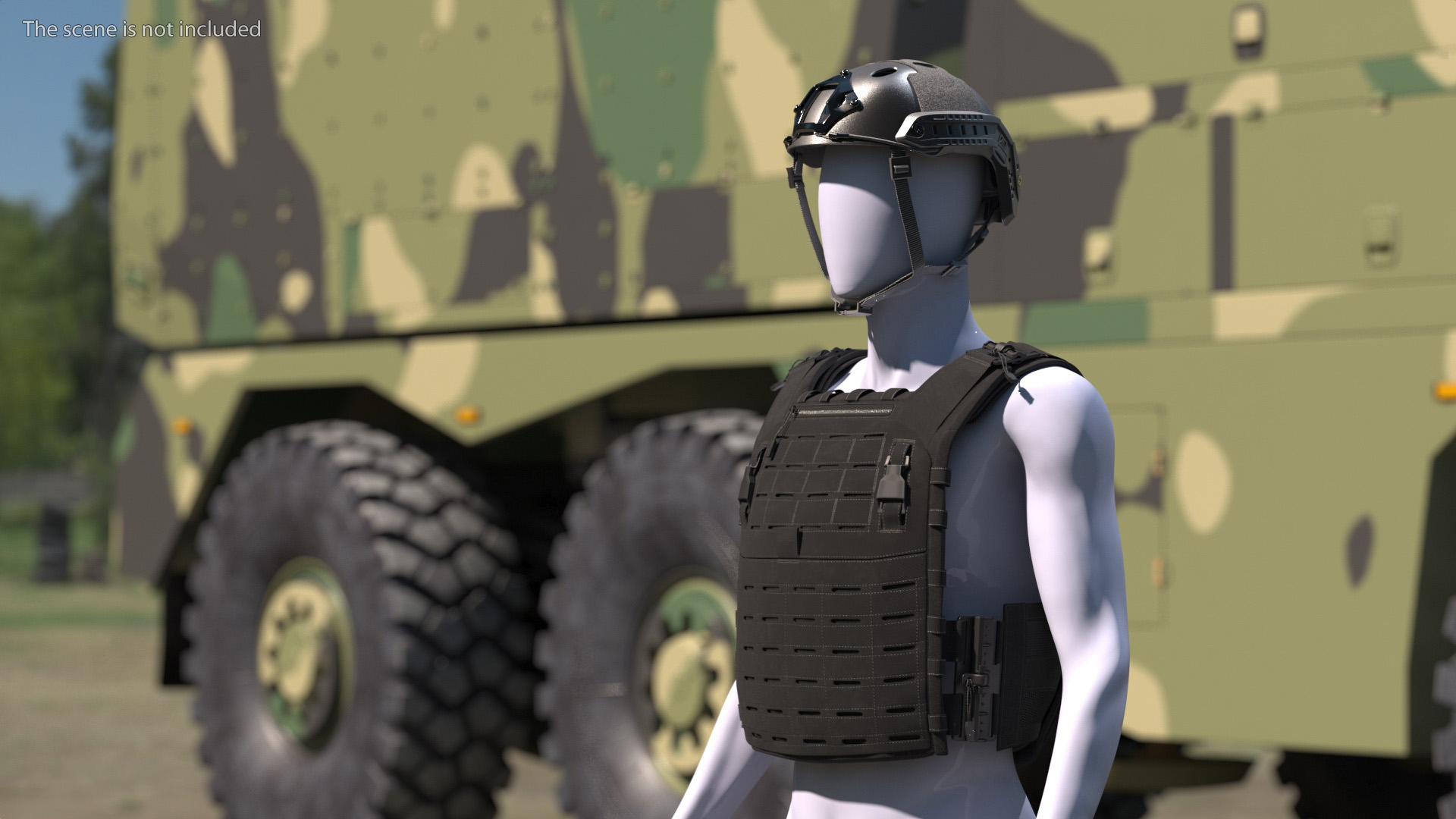 3D model Plate Carrier Ballistic Vest with Helmet