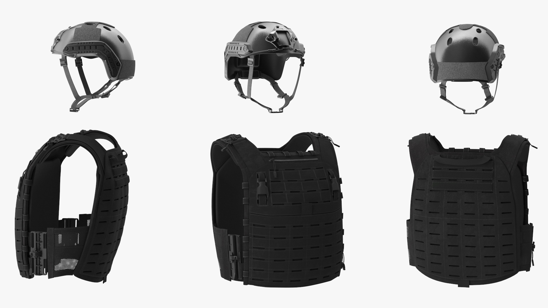 3D model Plate Carrier Ballistic Vest with Helmet