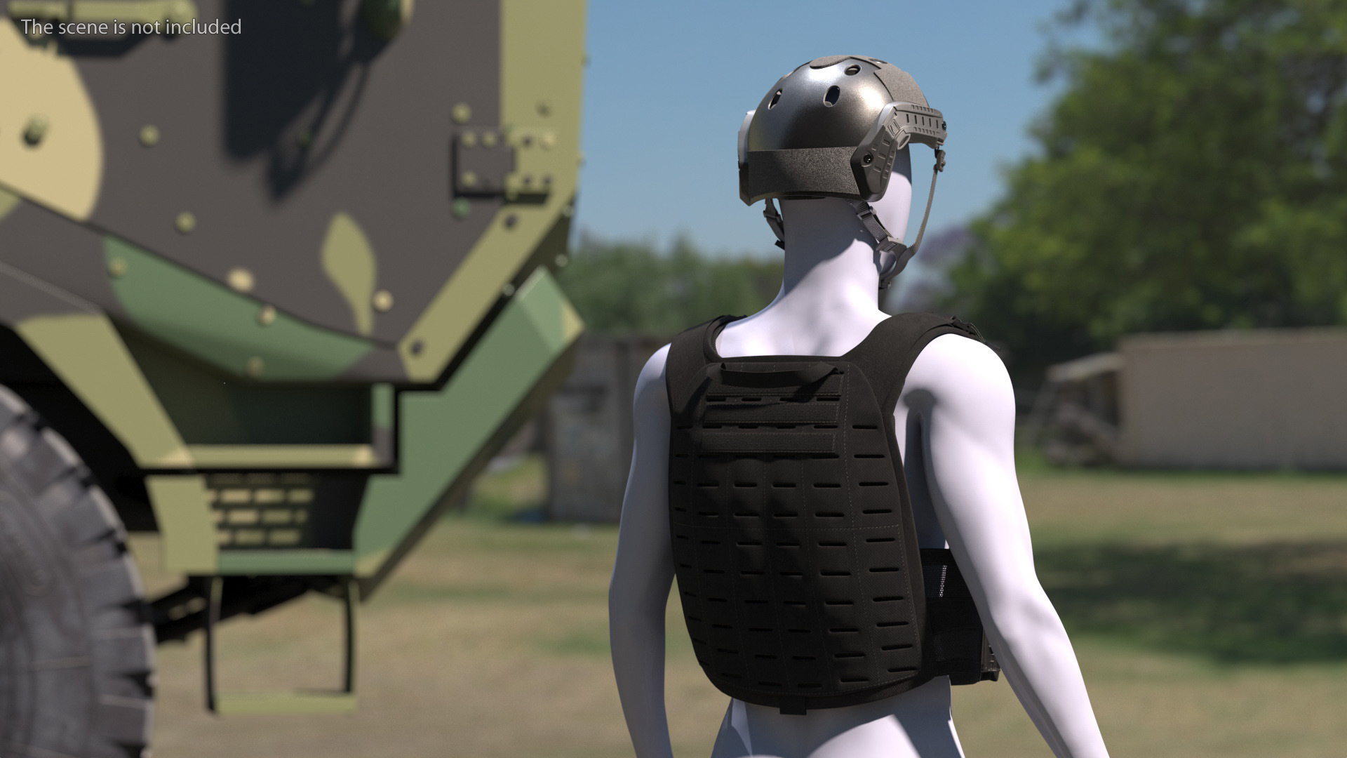 3D model Plate Carrier Ballistic Vest with Helmet