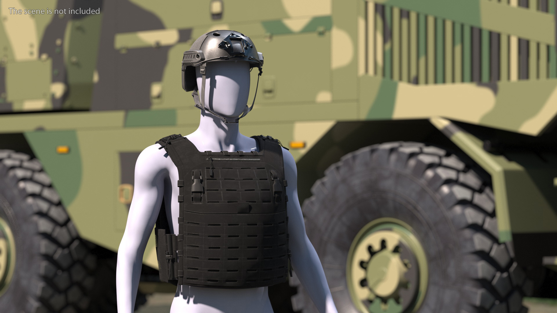 3D model Plate Carrier Ballistic Vest with Helmet