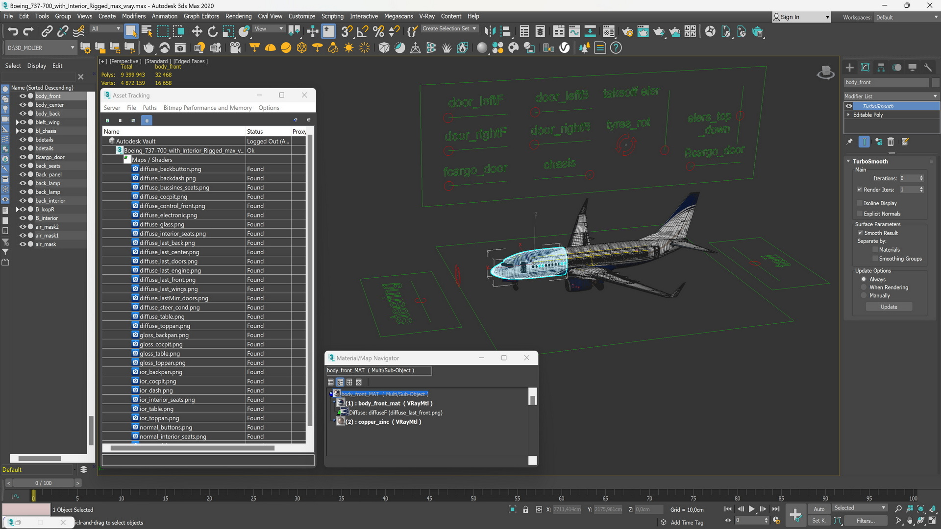 3D model Boeing 737-700 with Interior Rigged