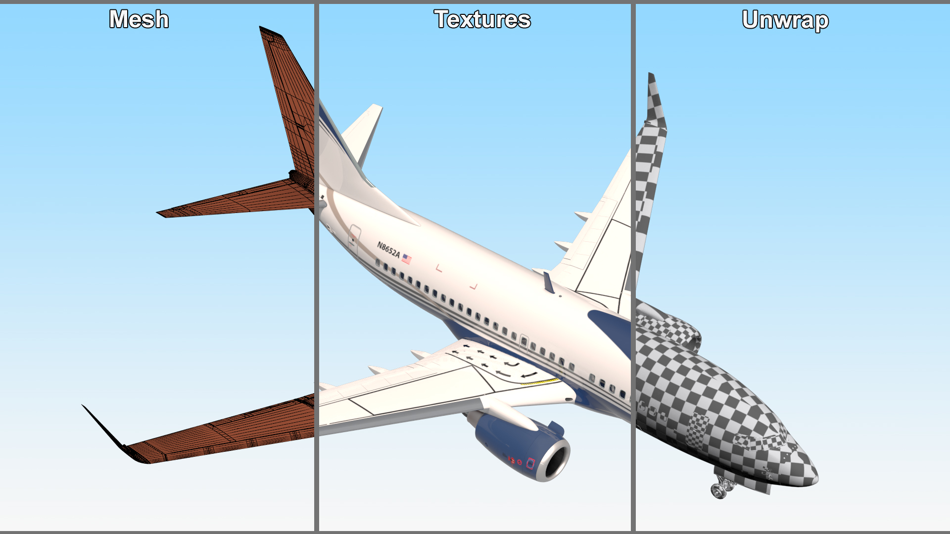 3D model Boeing 737-700 with Interior Rigged