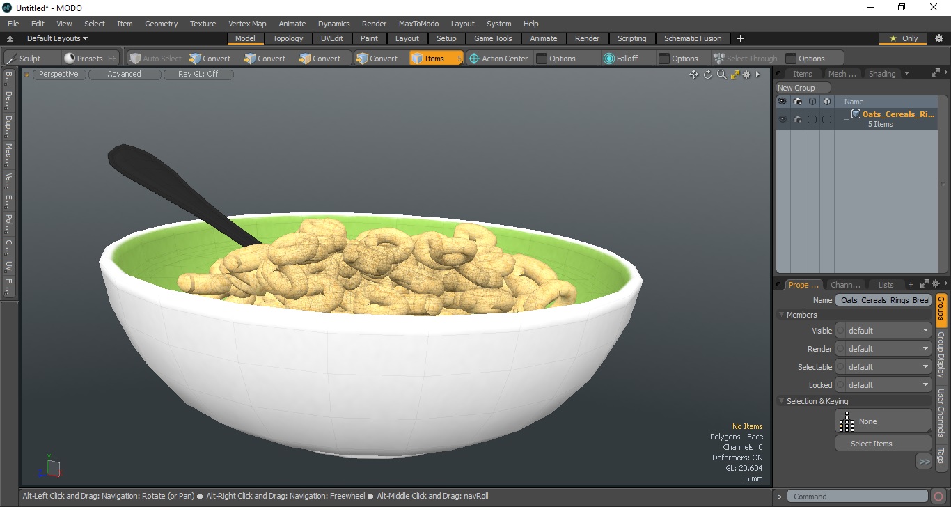 3D Oats Cereals Rings Breakfast with Milk model