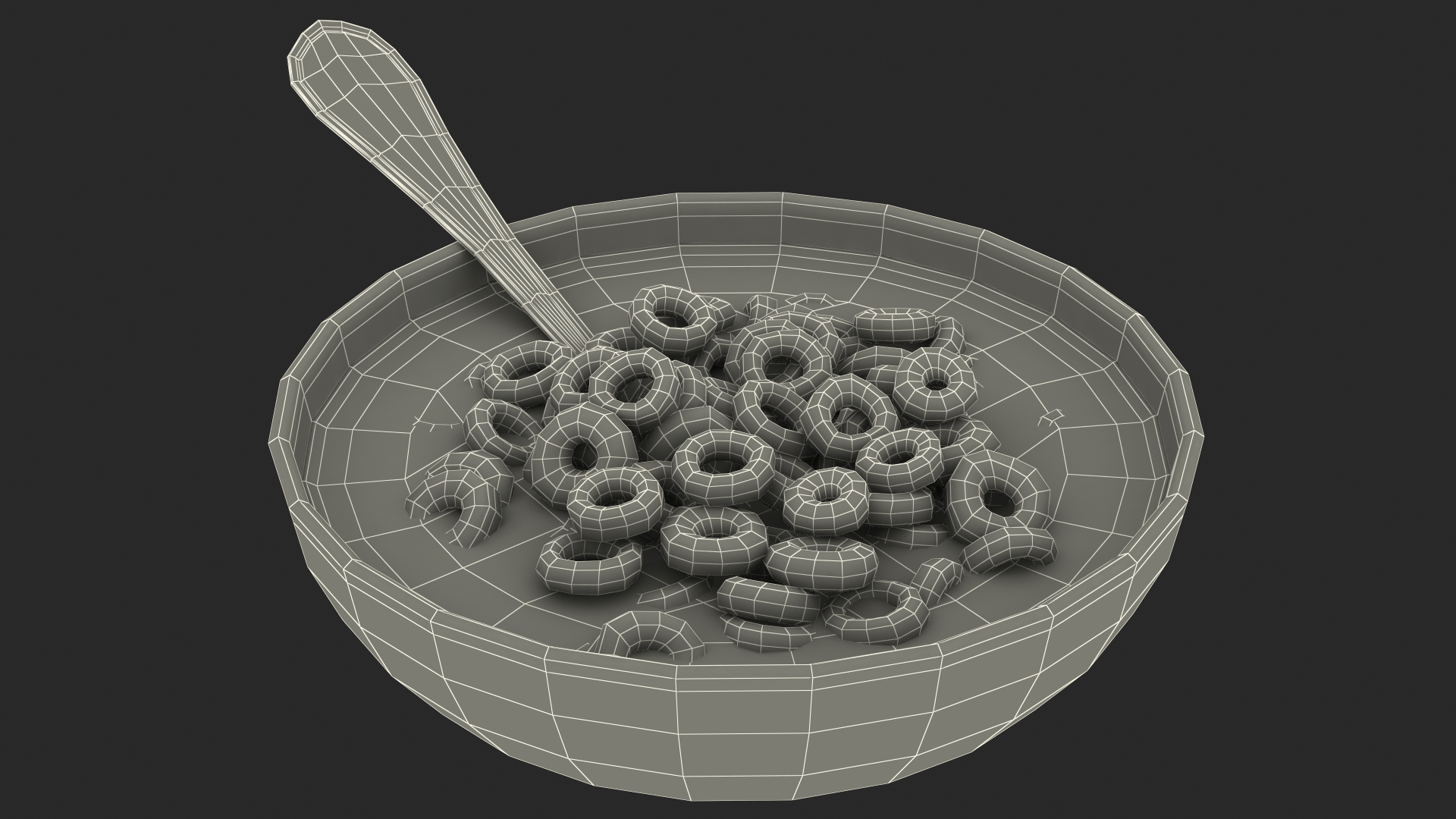 3D Oats Cereals Rings Breakfast with Milk model