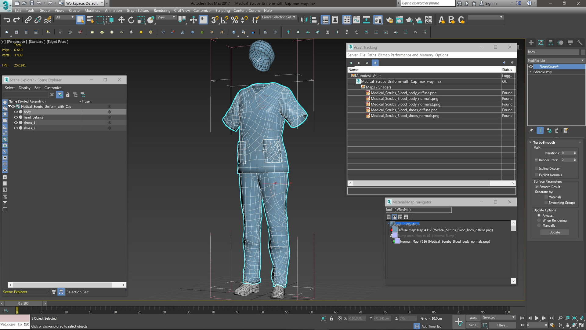 3D Medical Scrubs Uniform with Cap