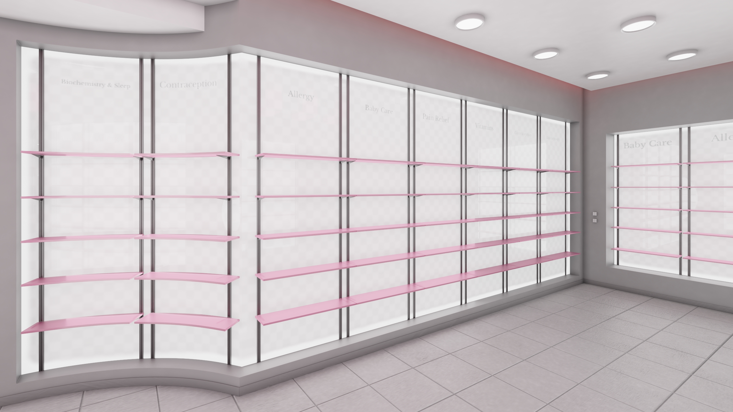 Pharmacy Interior Design Pink 3D model