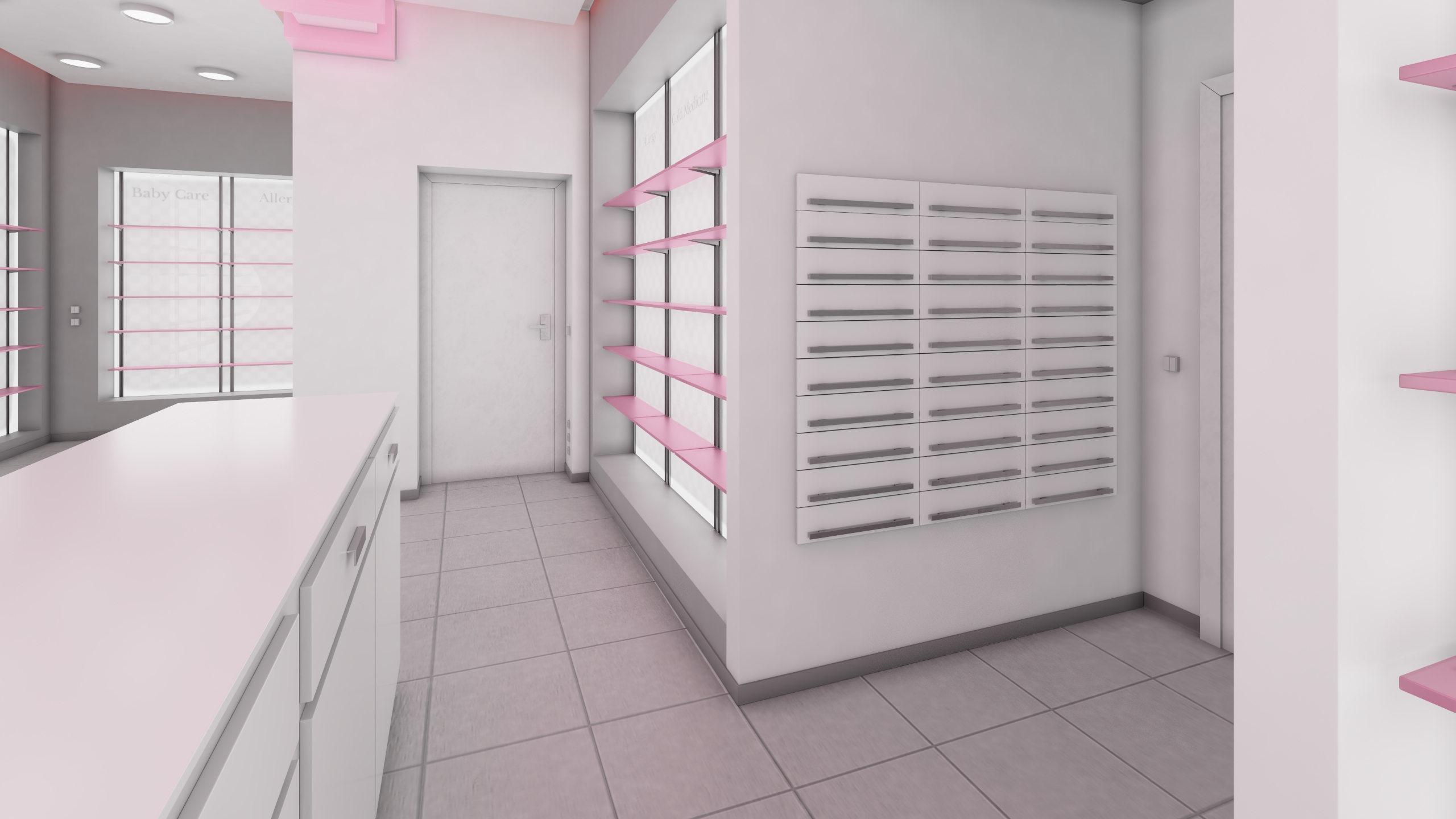 Pharmacy Interior Design Pink 3D model