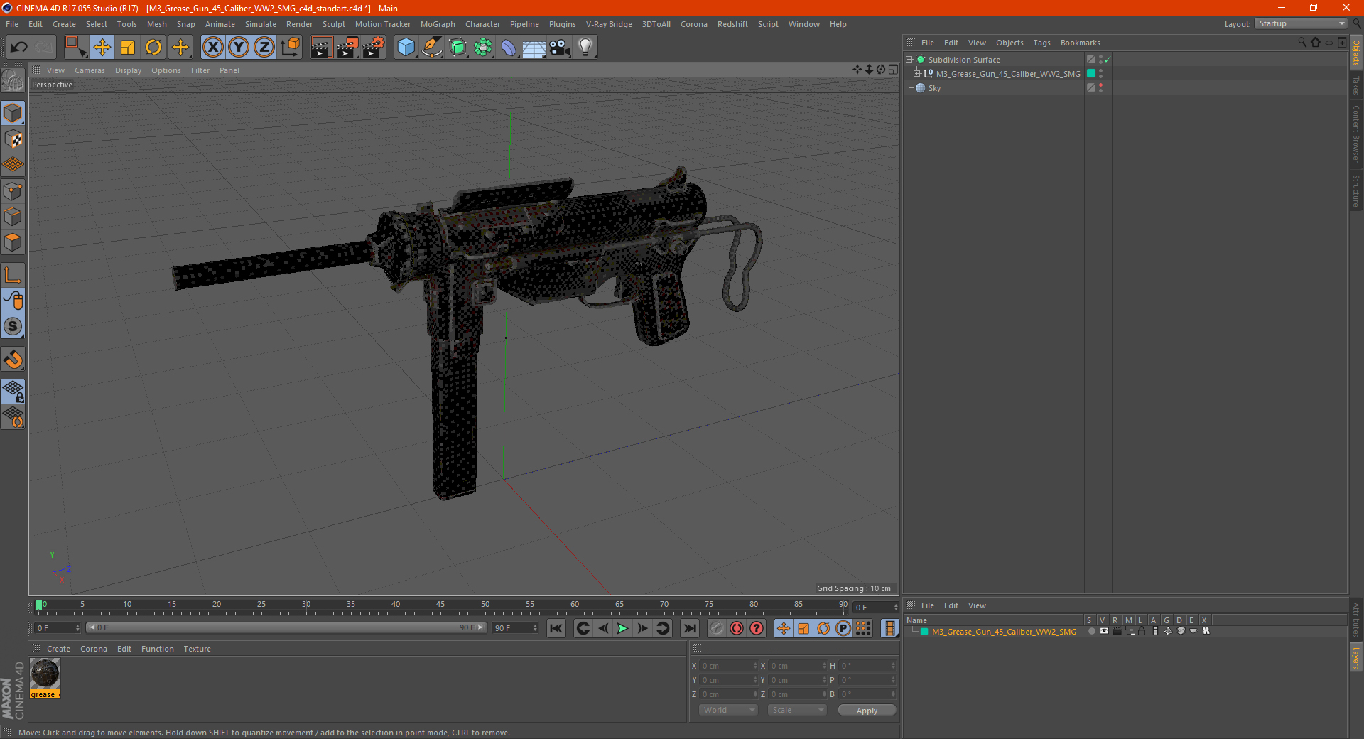 M3 Grease Gun 45 Caliber WW2 SMG 3D