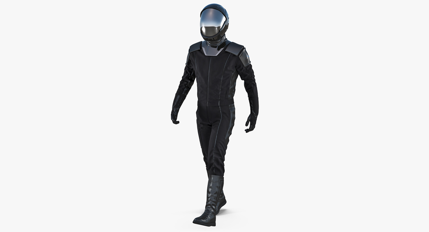 3D Sci Fi Space Suit Black Walking Pose