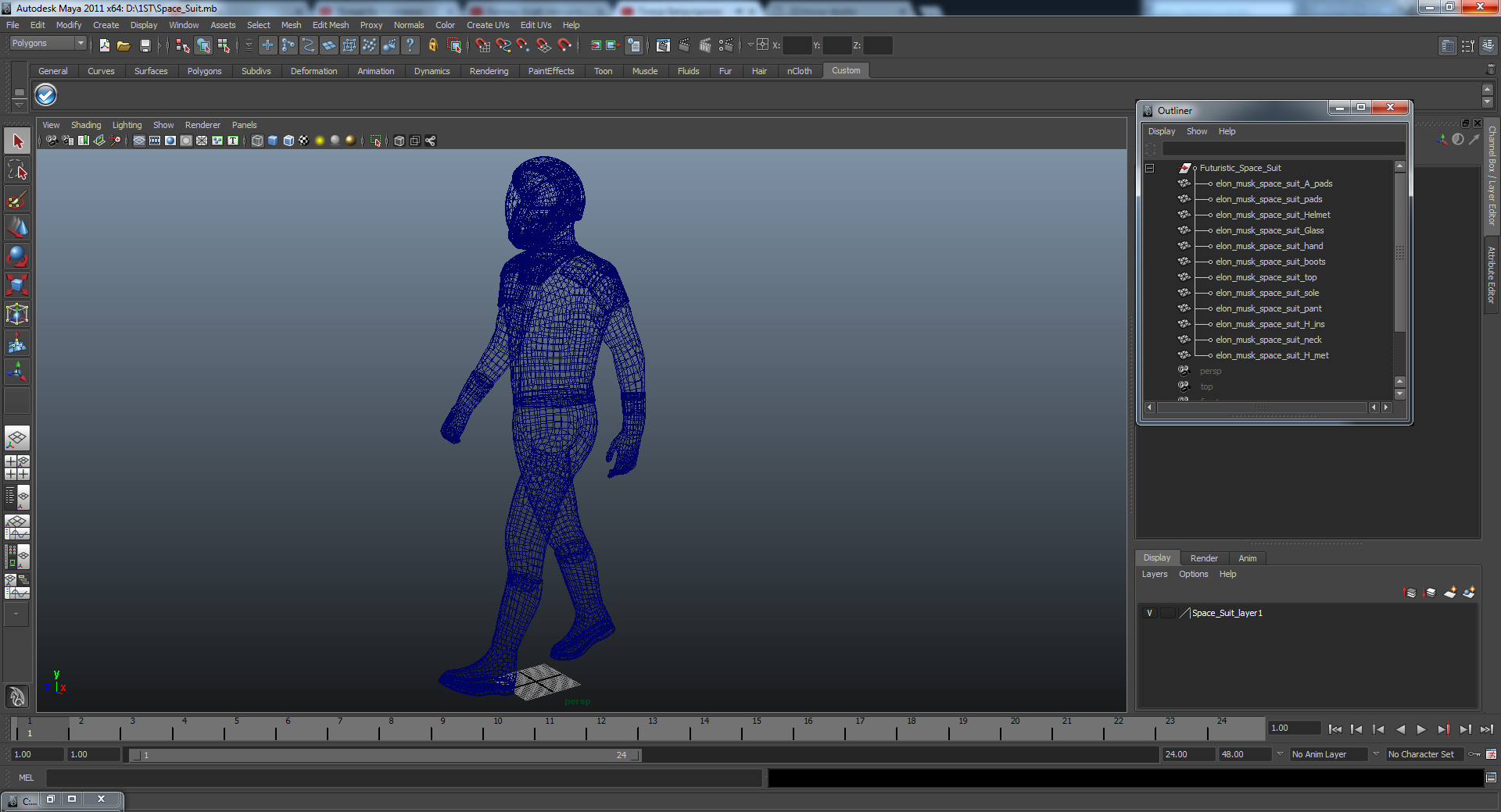 3D Sci Fi Space Suit Black Walking Pose