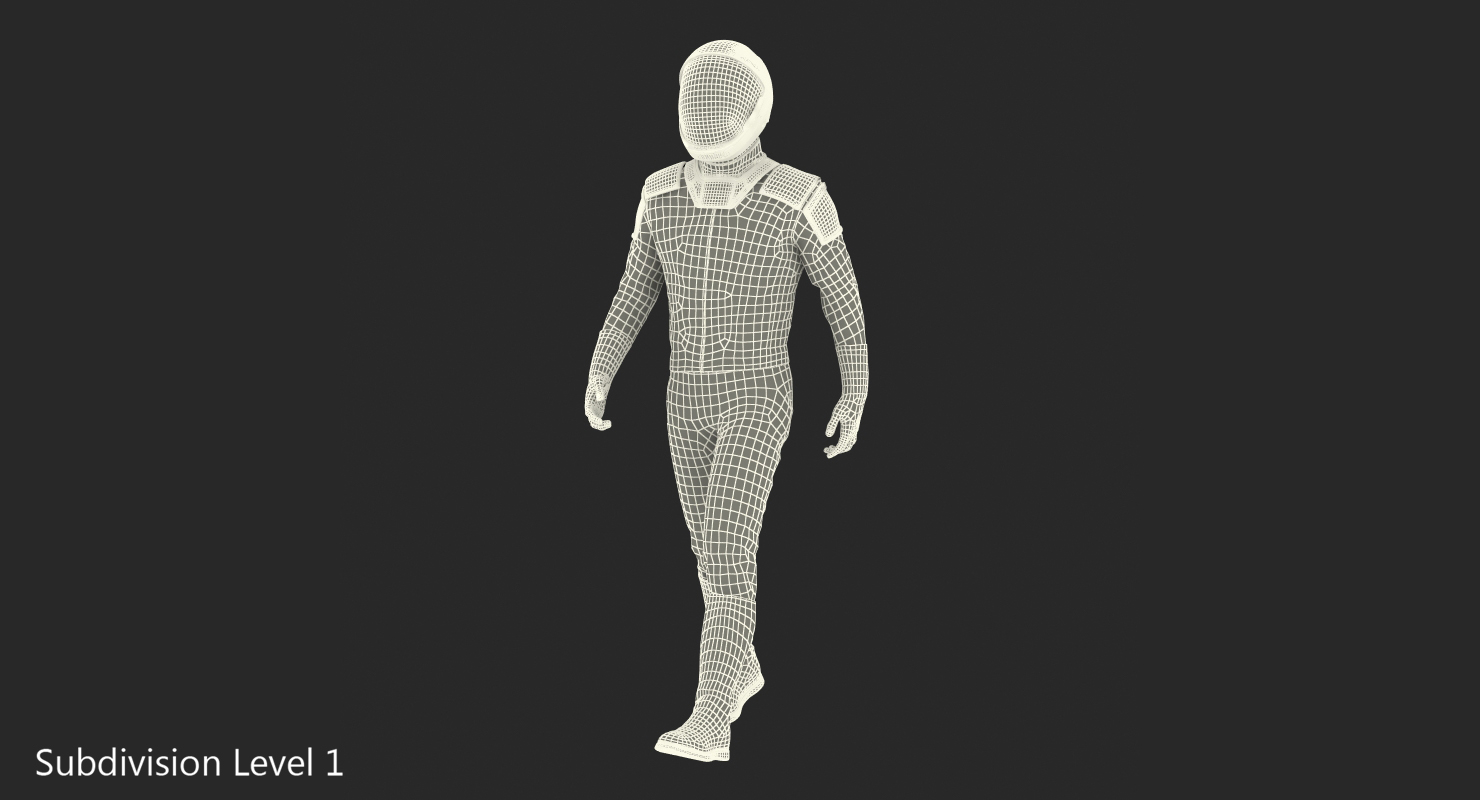 3D Sci Fi Space Suit Black Walking Pose