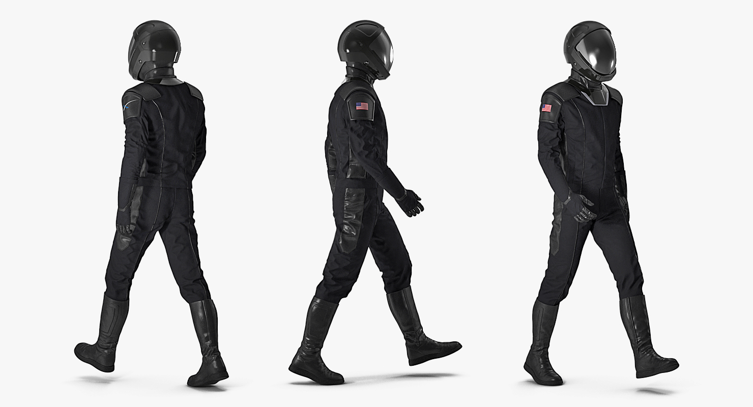 3D Sci Fi Space Suit Black Walking Pose