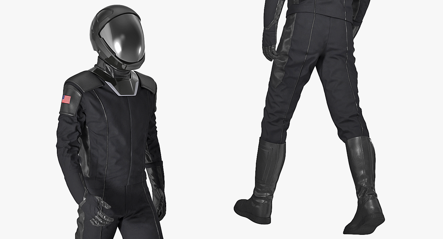 3D Sci Fi Space Suit Black Walking Pose