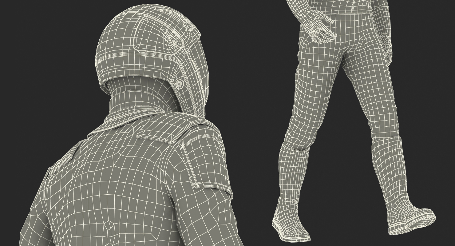 3D Sci Fi Space Suit Black Walking Pose