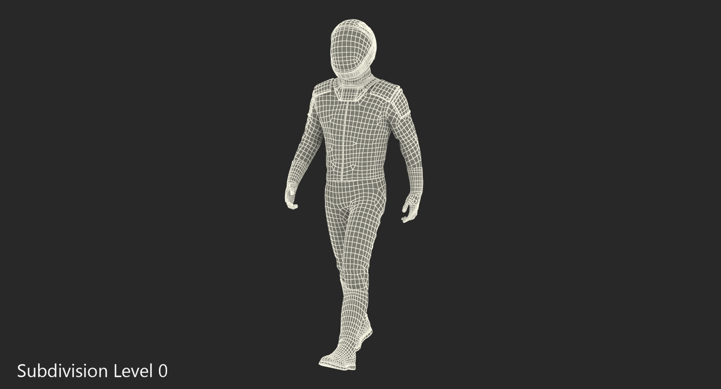 3D Sci Fi Space Suit Black Walking Pose