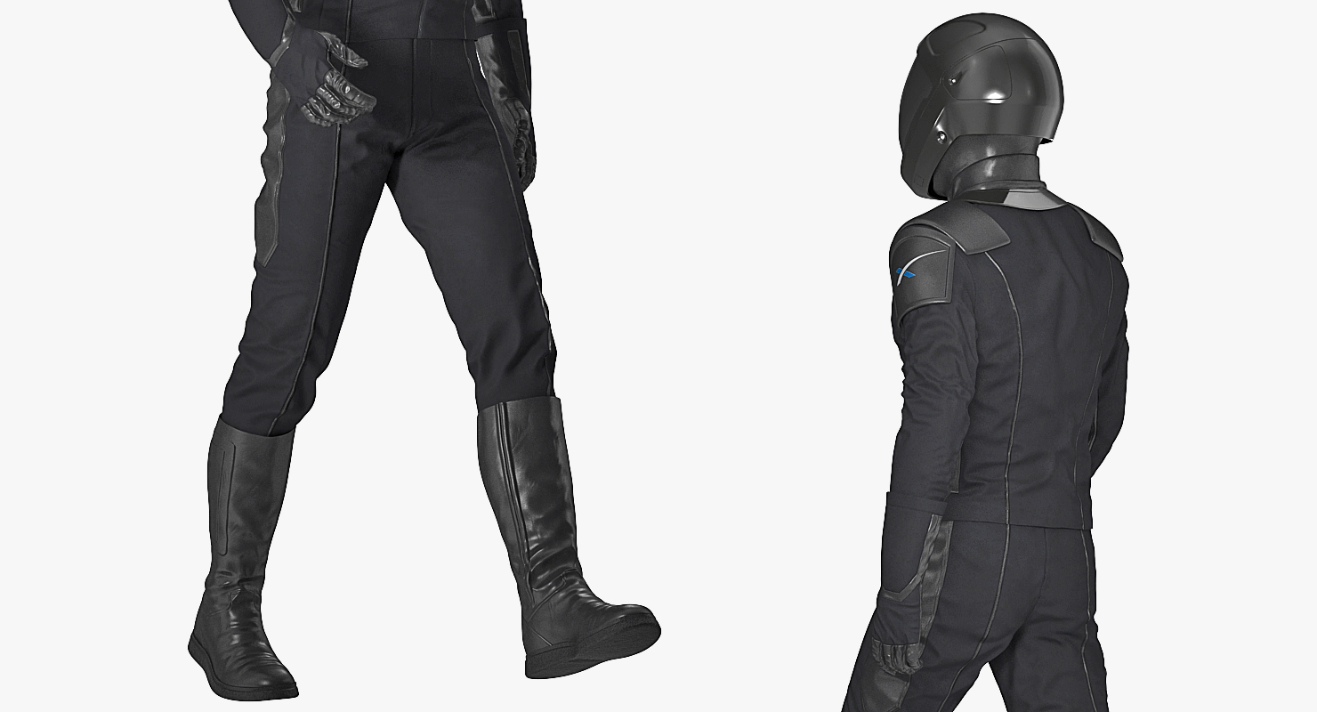 3D Sci Fi Space Suit Black Walking Pose