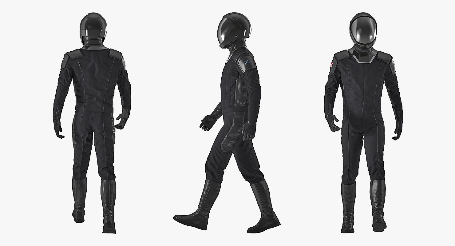 3D Sci Fi Space Suit Black Walking Pose