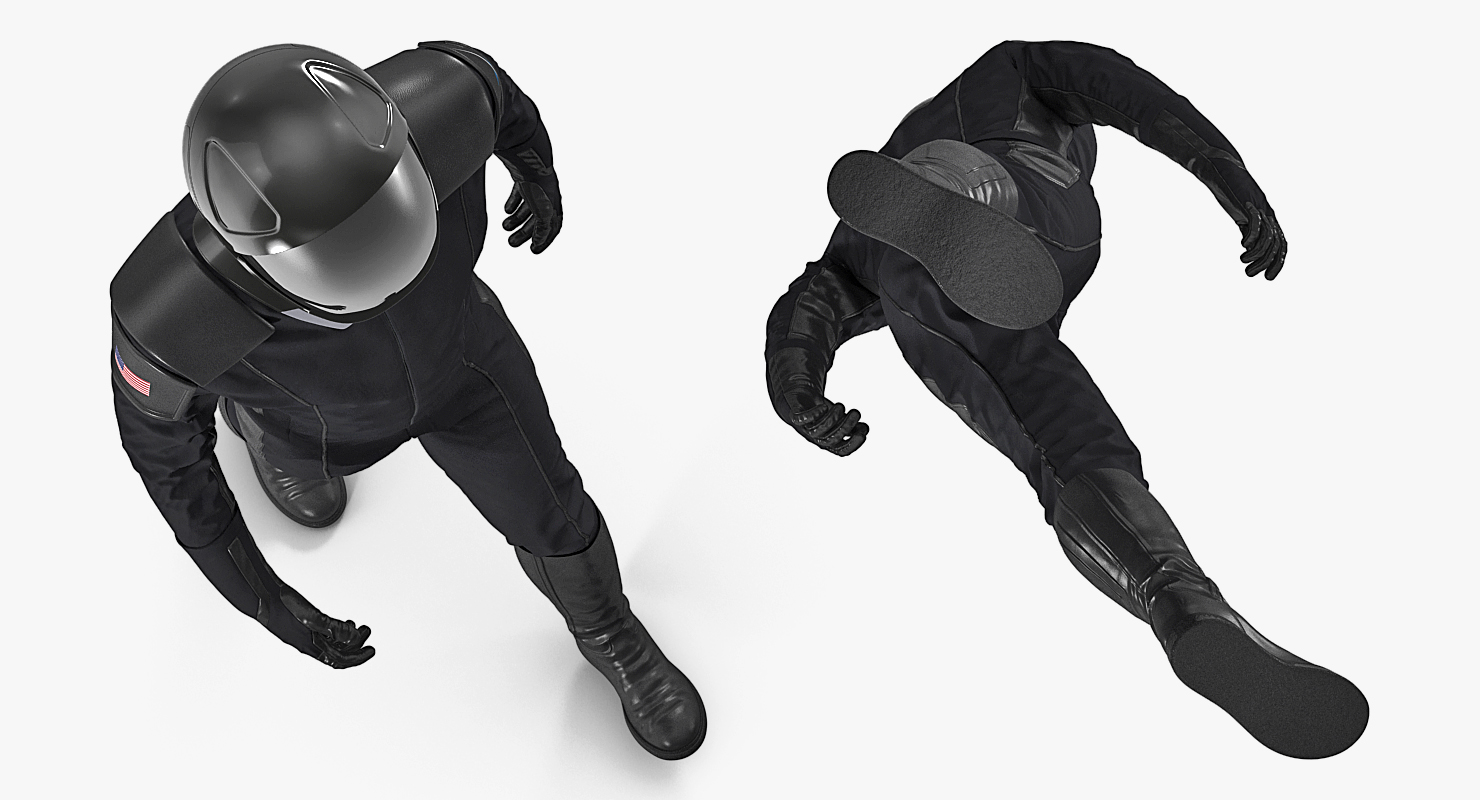 3D Sci Fi Space Suit Black Walking Pose