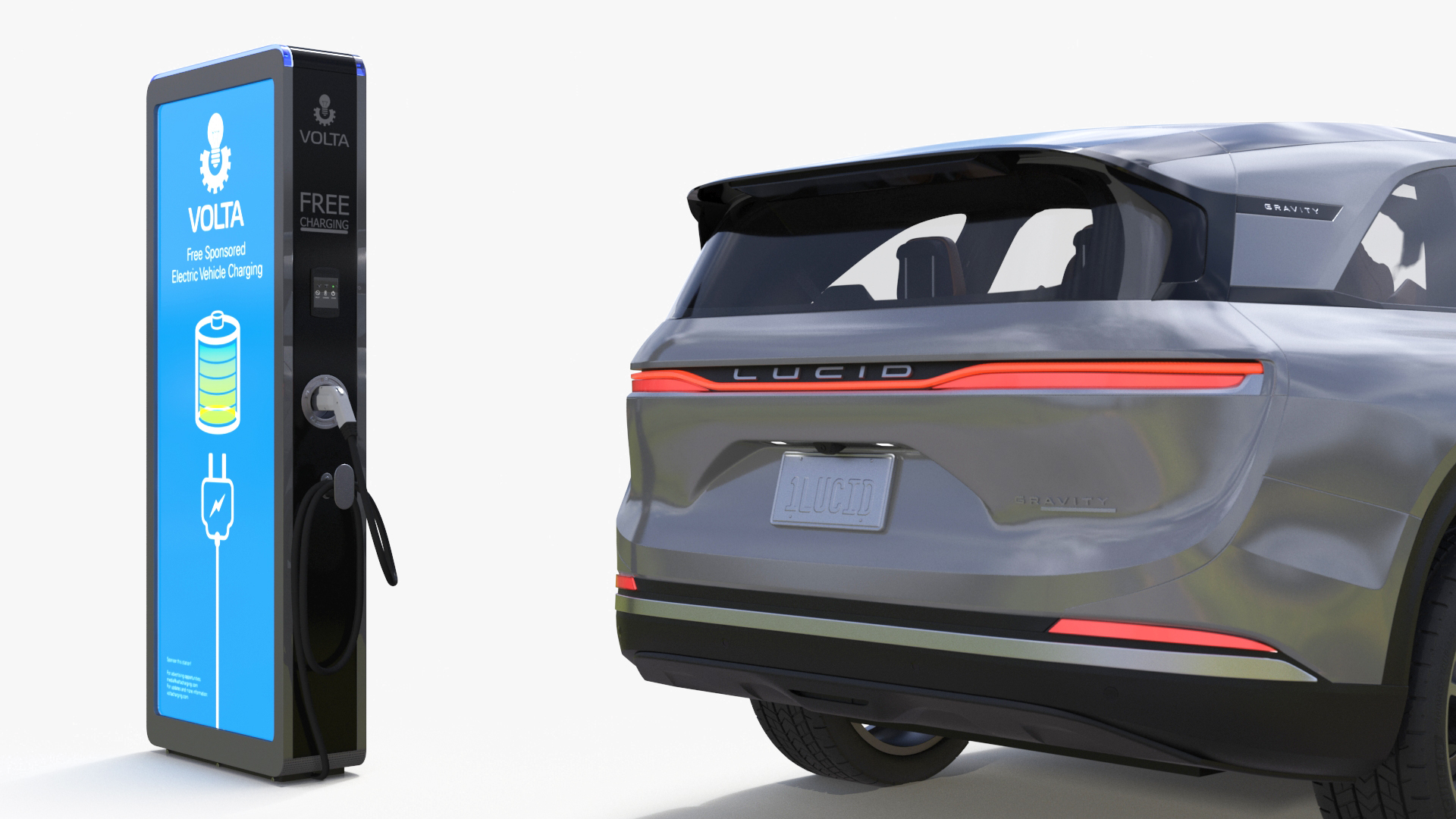 3D Lucid Gravity Electric SUV with Charging Station model