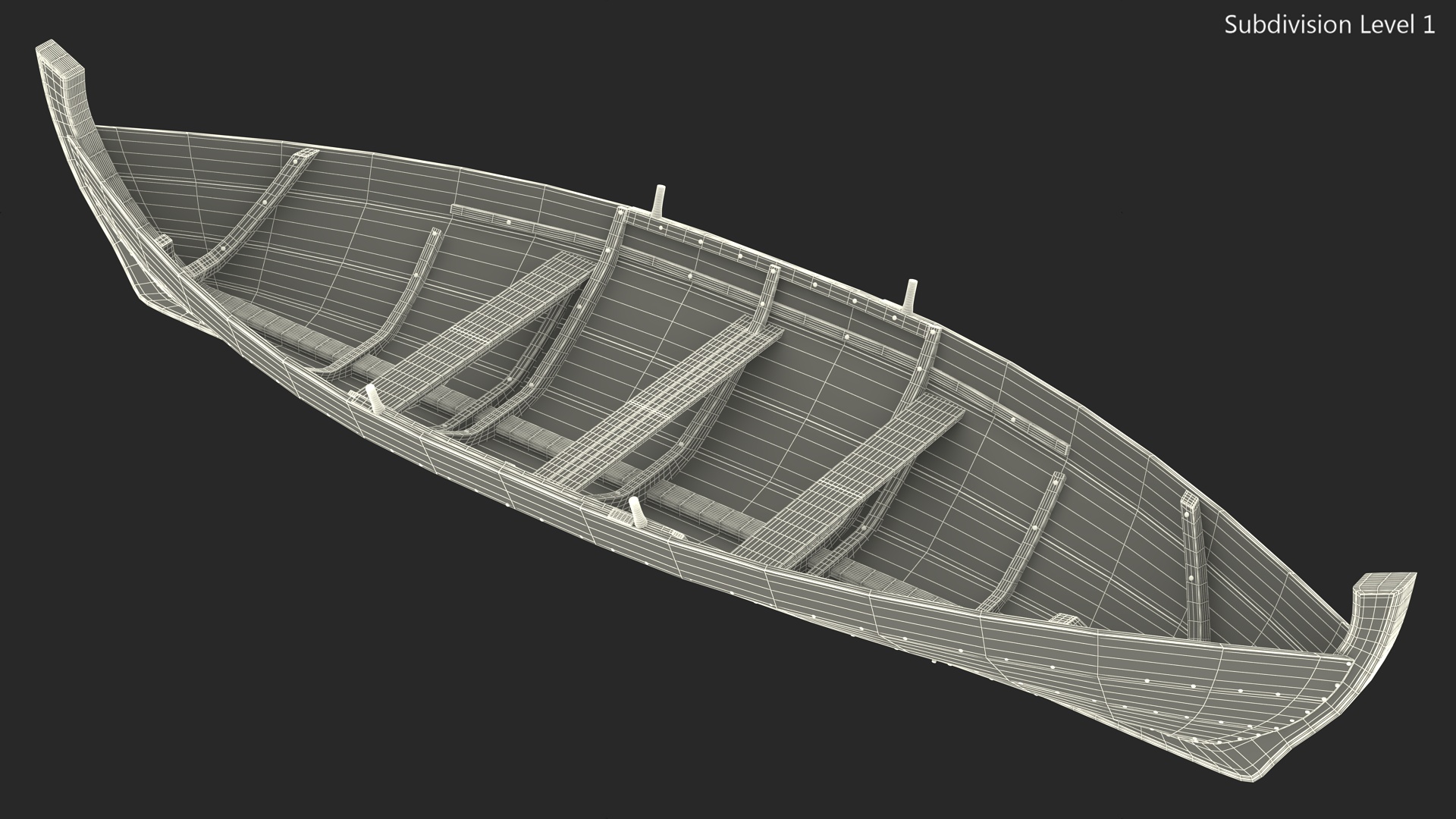 3D model Wooden Row Boat