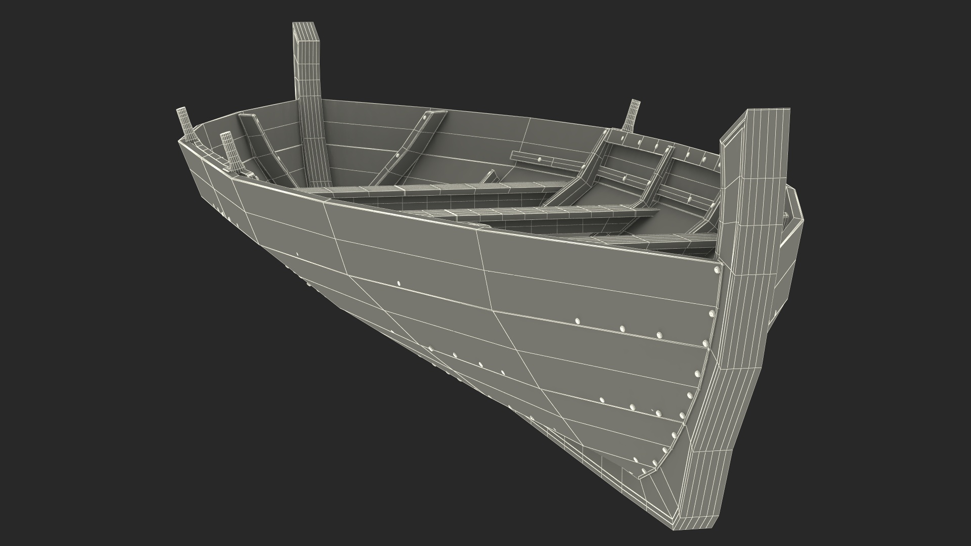 3D model Wooden Row Boat