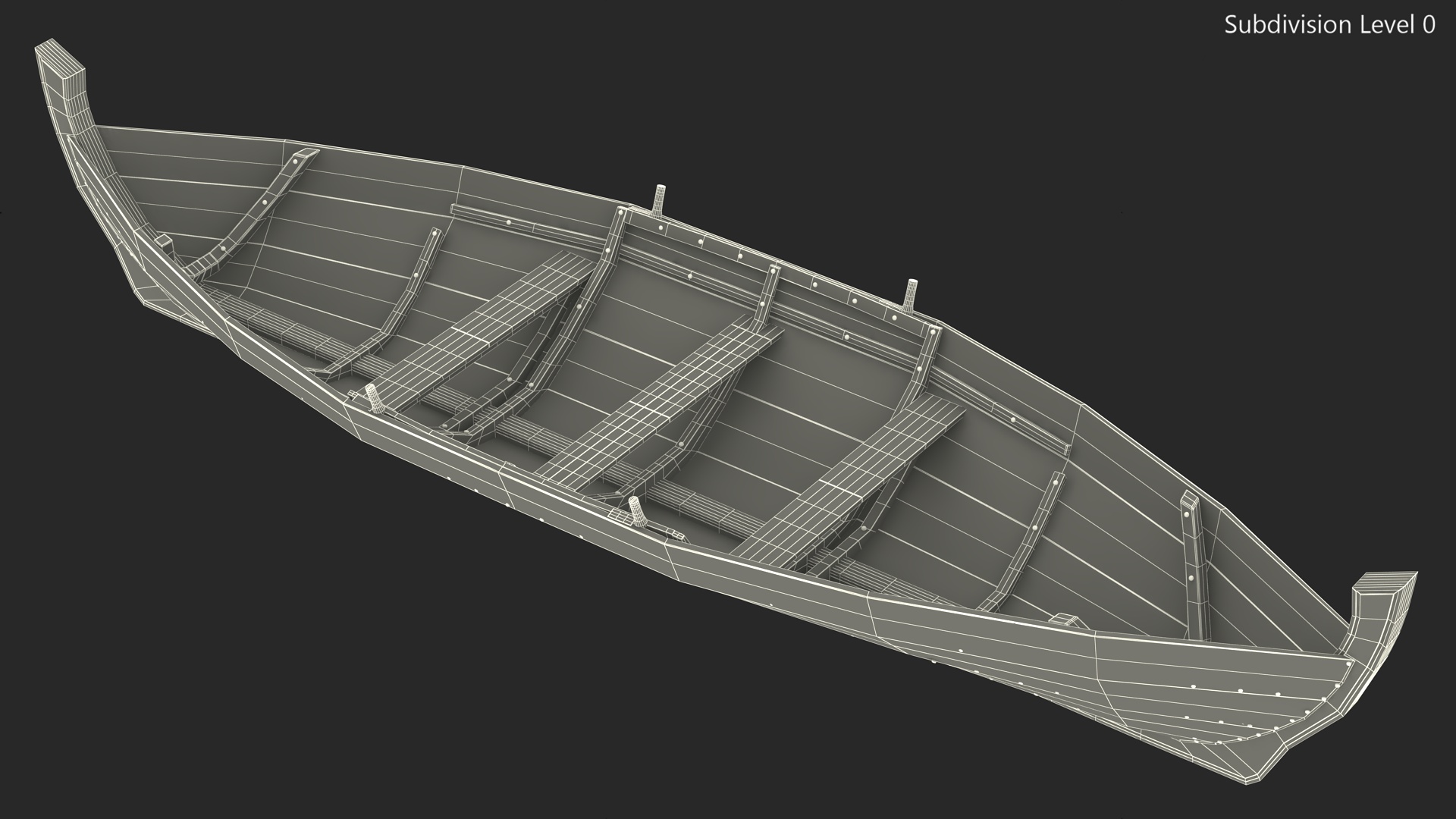 3D model Wooden Row Boat