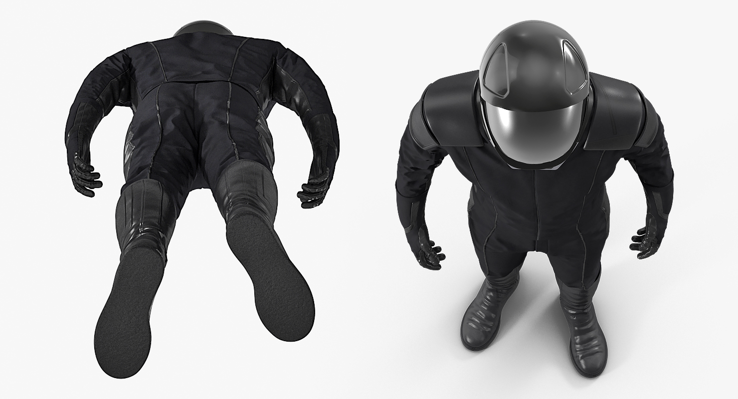 3D Sci Fi Astronaut Suit Black Standing Pose