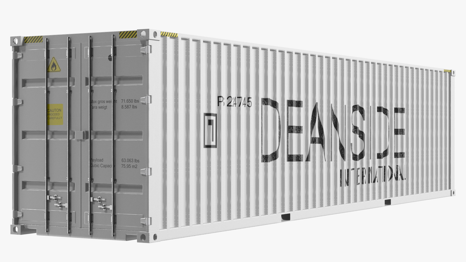 High Cube Shipping Container 40ft White 3D model