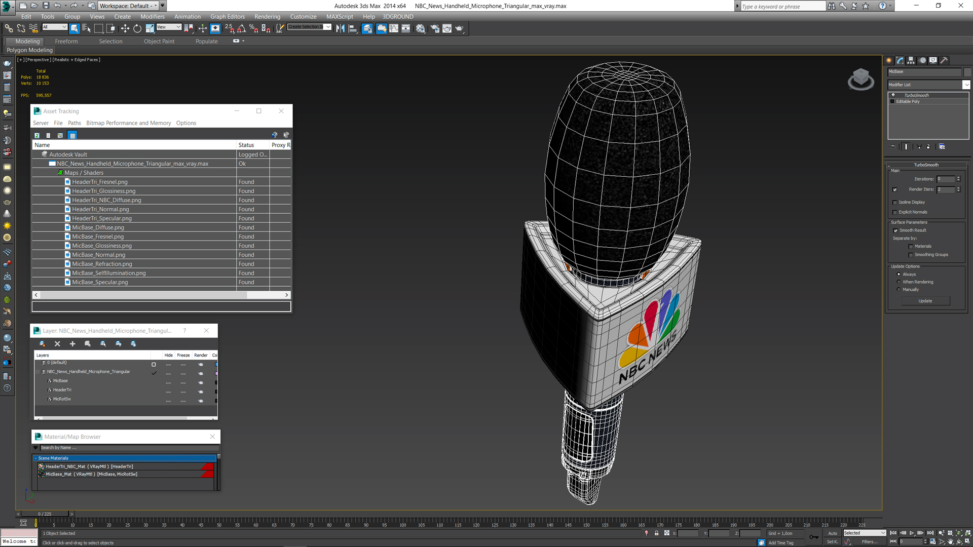 NBC News Handheld Microphone Triangular 3D model