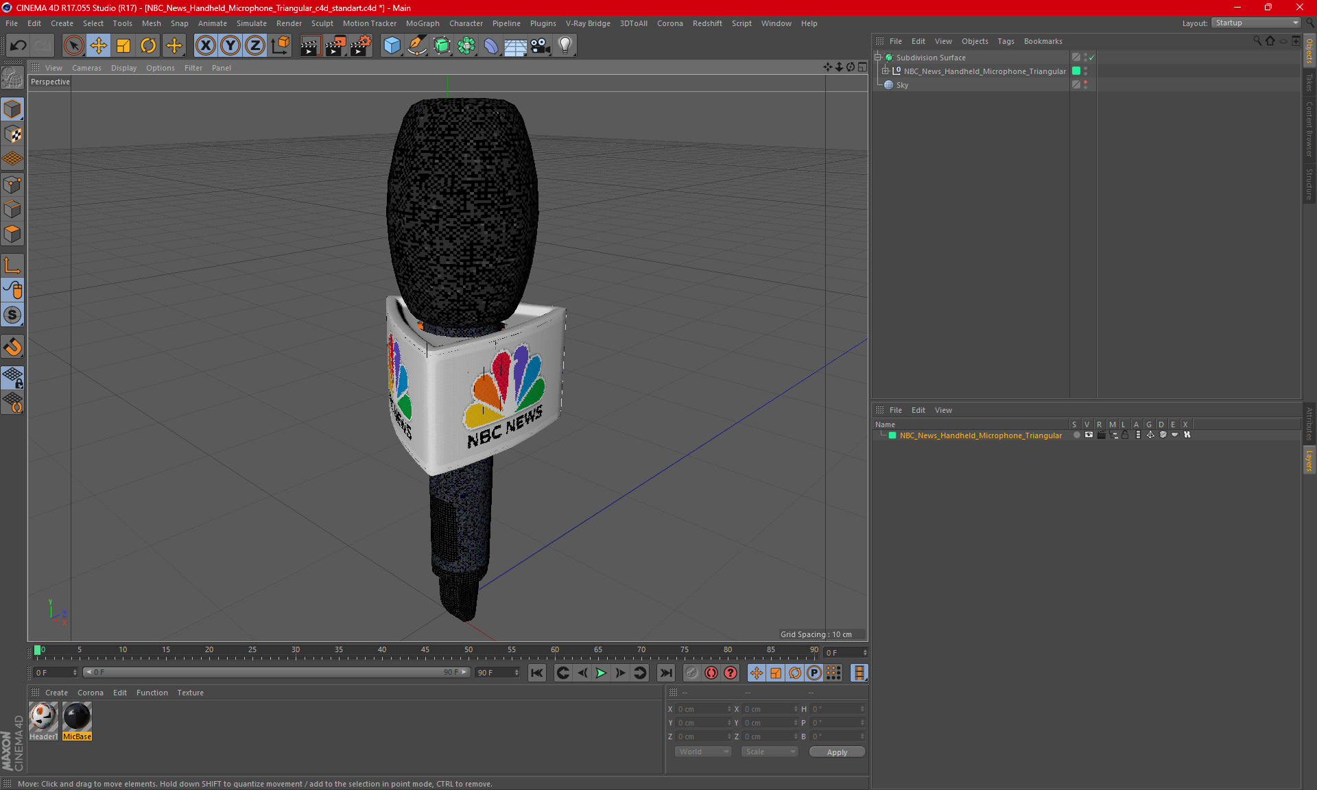 NBC News Handheld Microphone Triangular 3D model