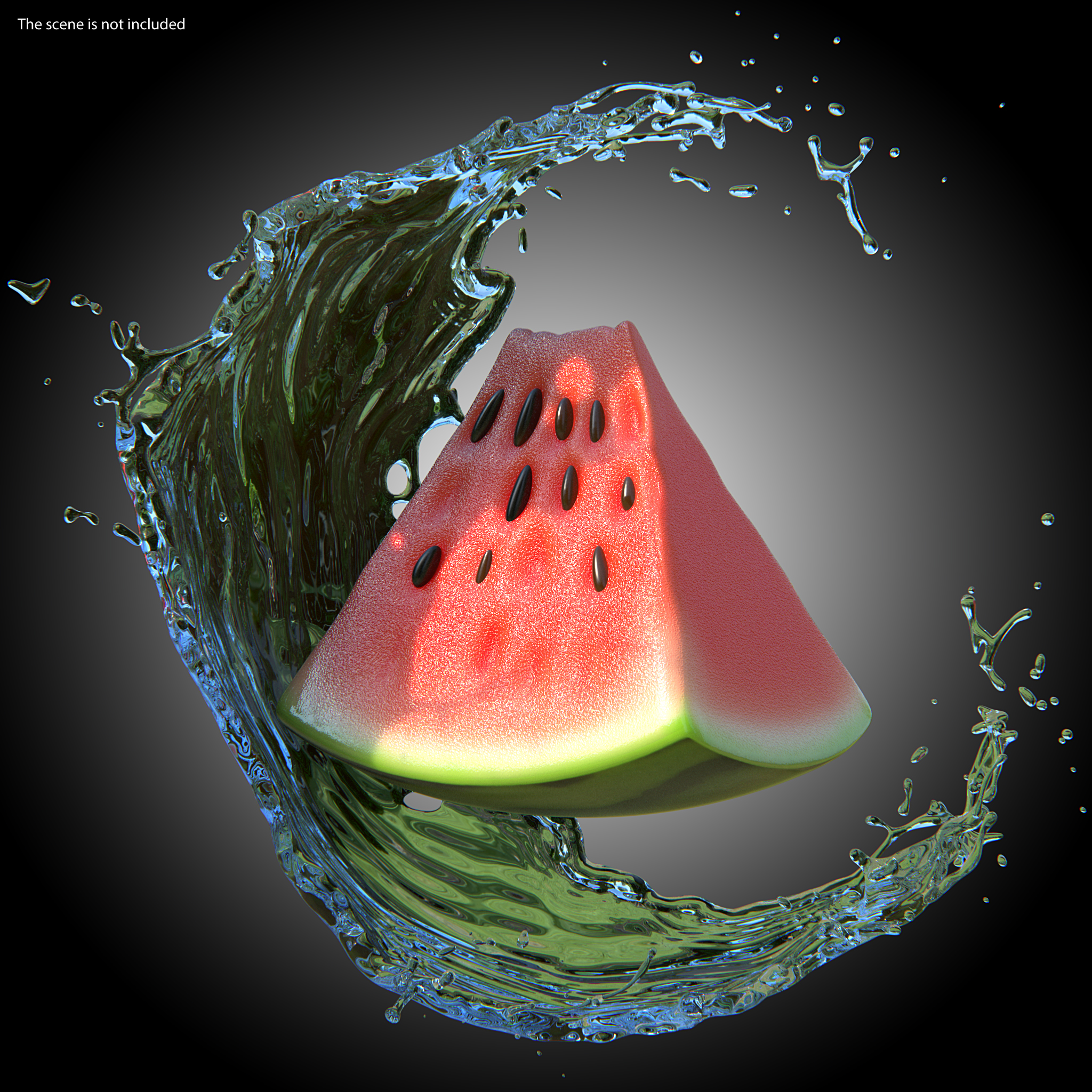 3D Cartoon Piece of Watermelon Slice model