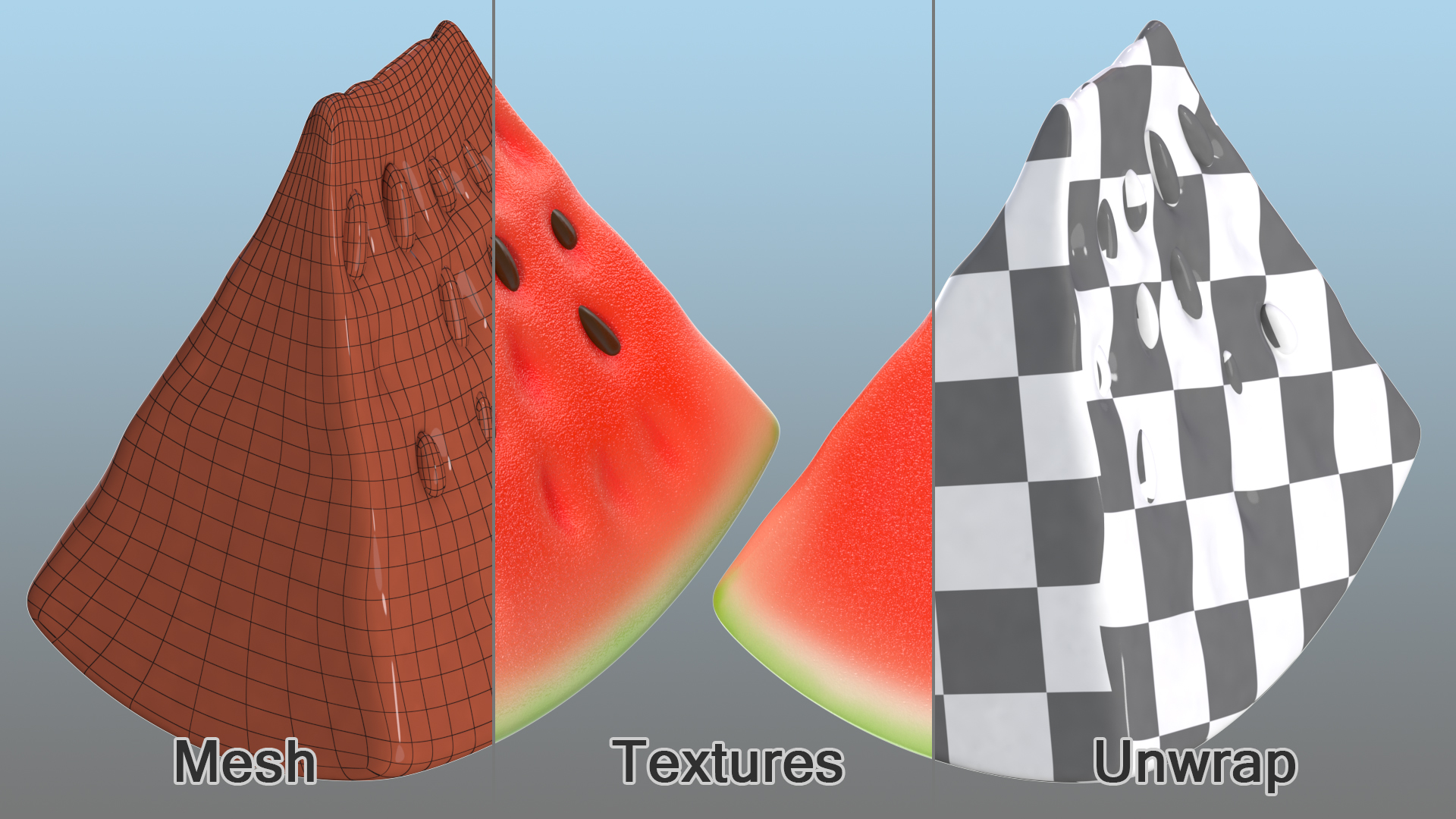 3D Cartoon Piece of Watermelon Slice model