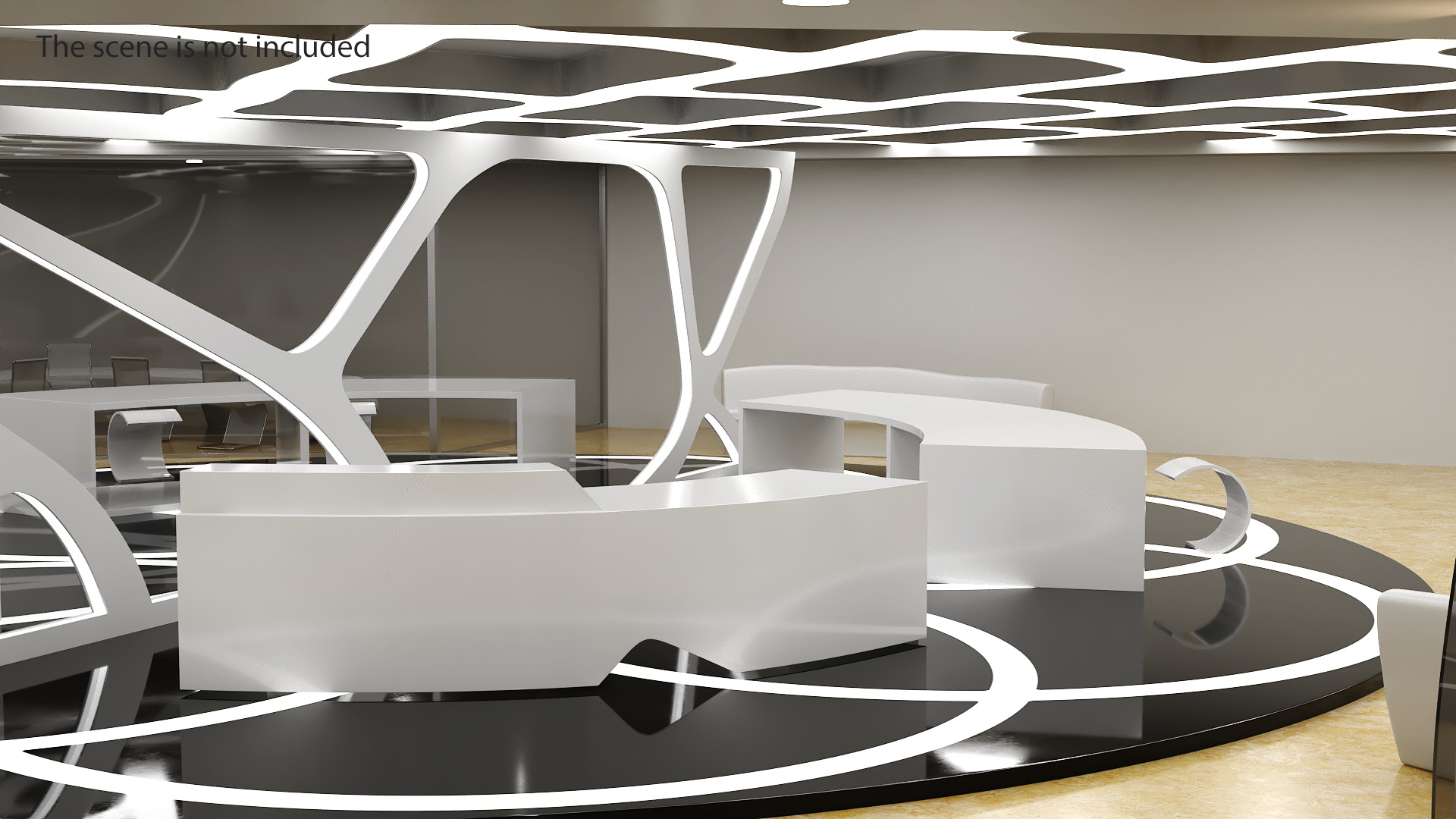 Futuristic Room Interior with Furniture 3D model