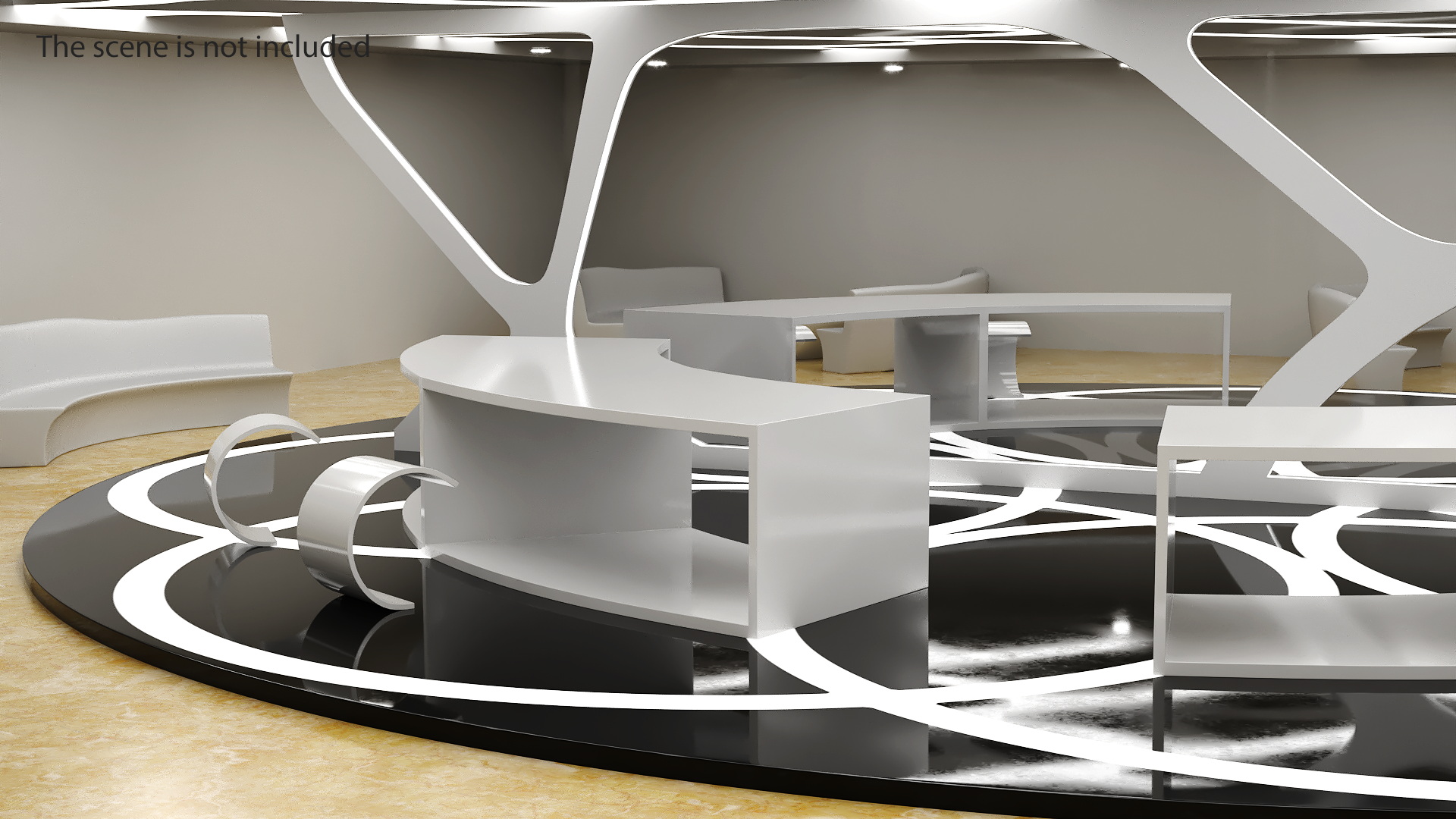 Futuristic Room Interior with Furniture 3D model