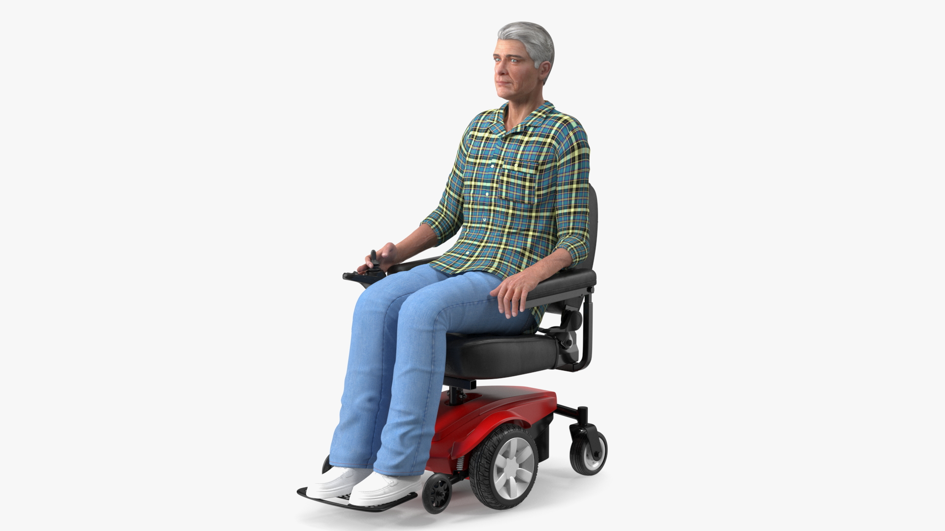 Elderly Man with Jazzy Select Wheelchair Rigged 3D