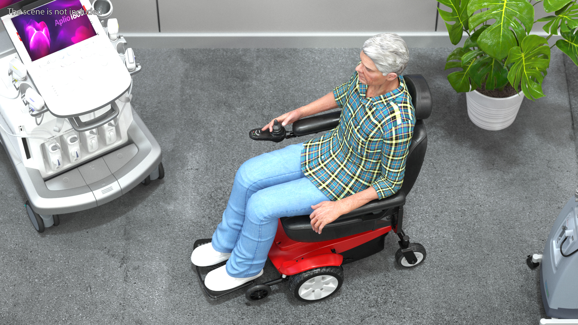 Elderly Man with Jazzy Select Wheelchair Rigged 3D