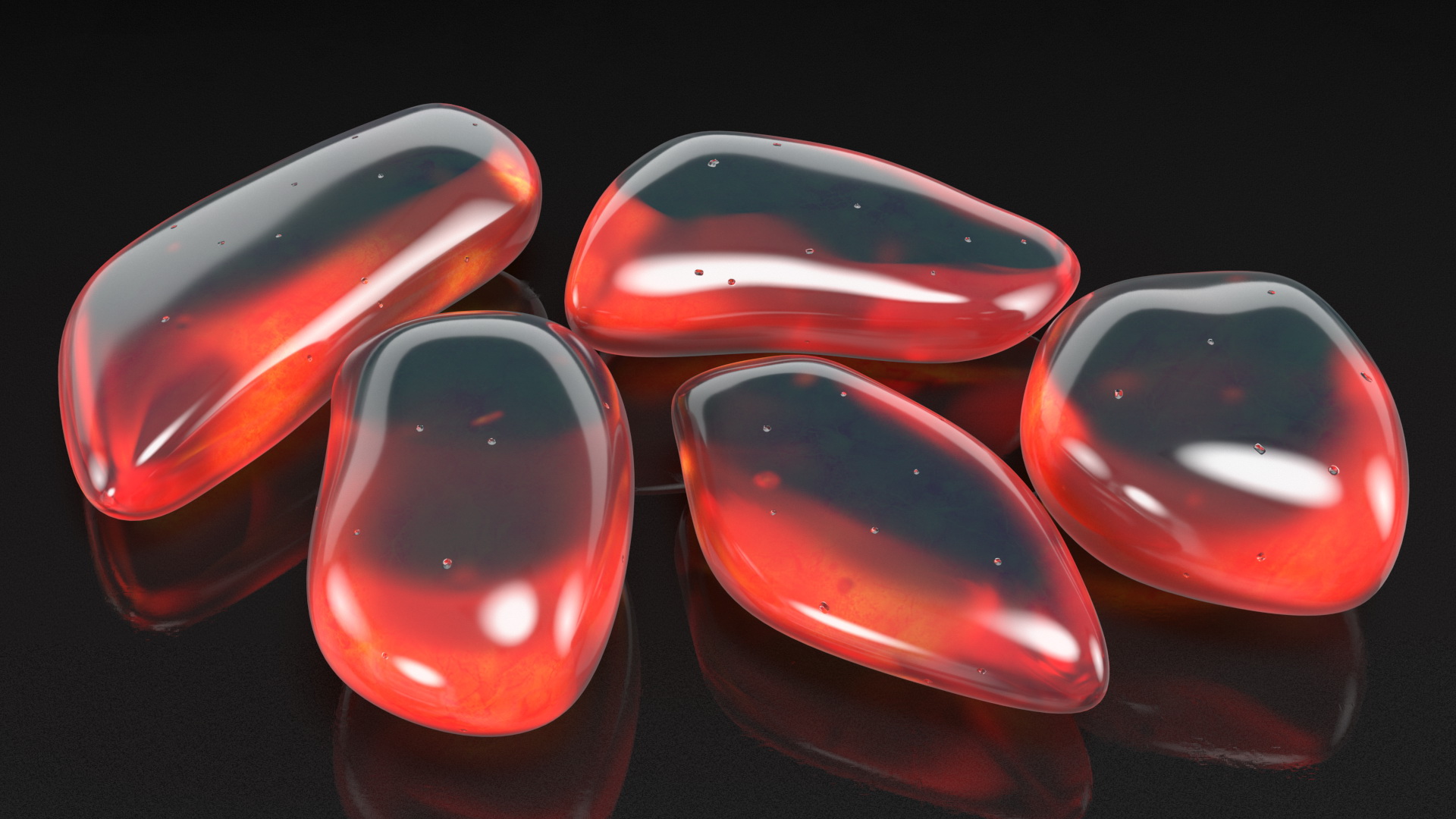 3D Polished Amber Stones