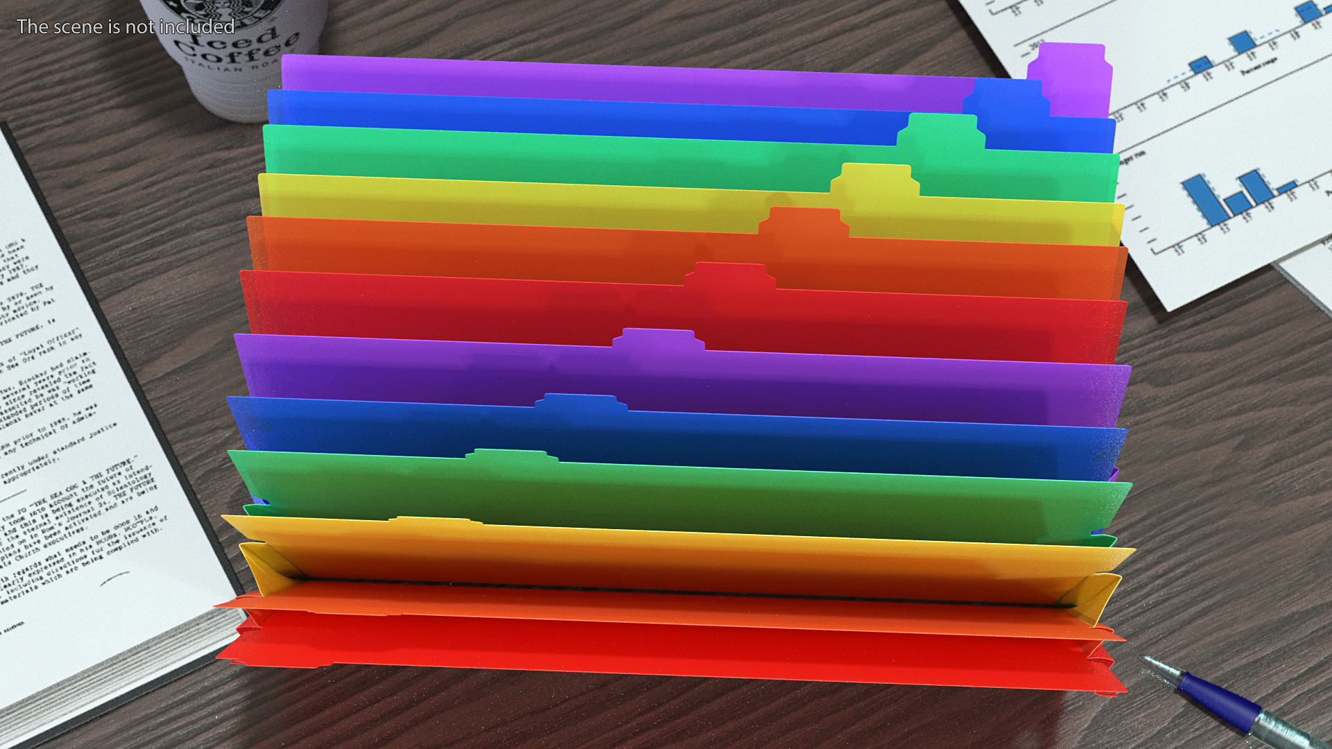 Pocket File Folders Open Colored 3D