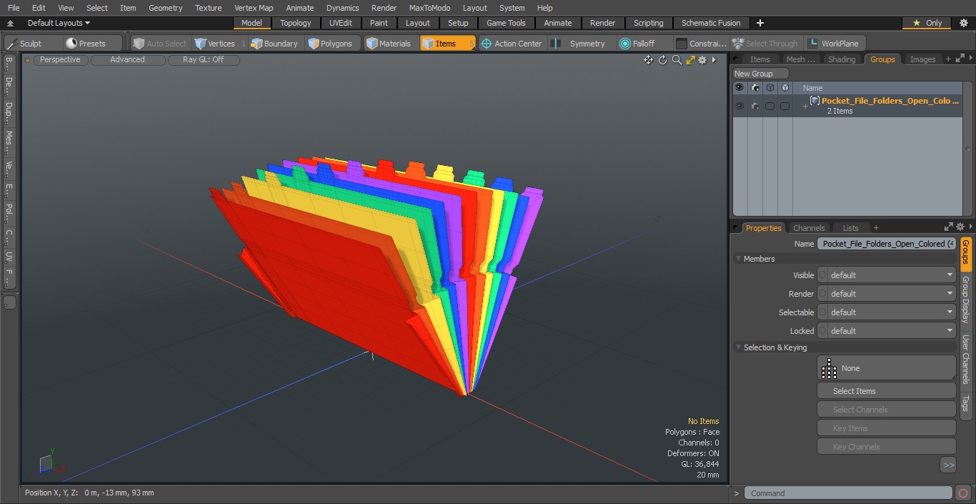 Pocket File Folders Open Colored 3D