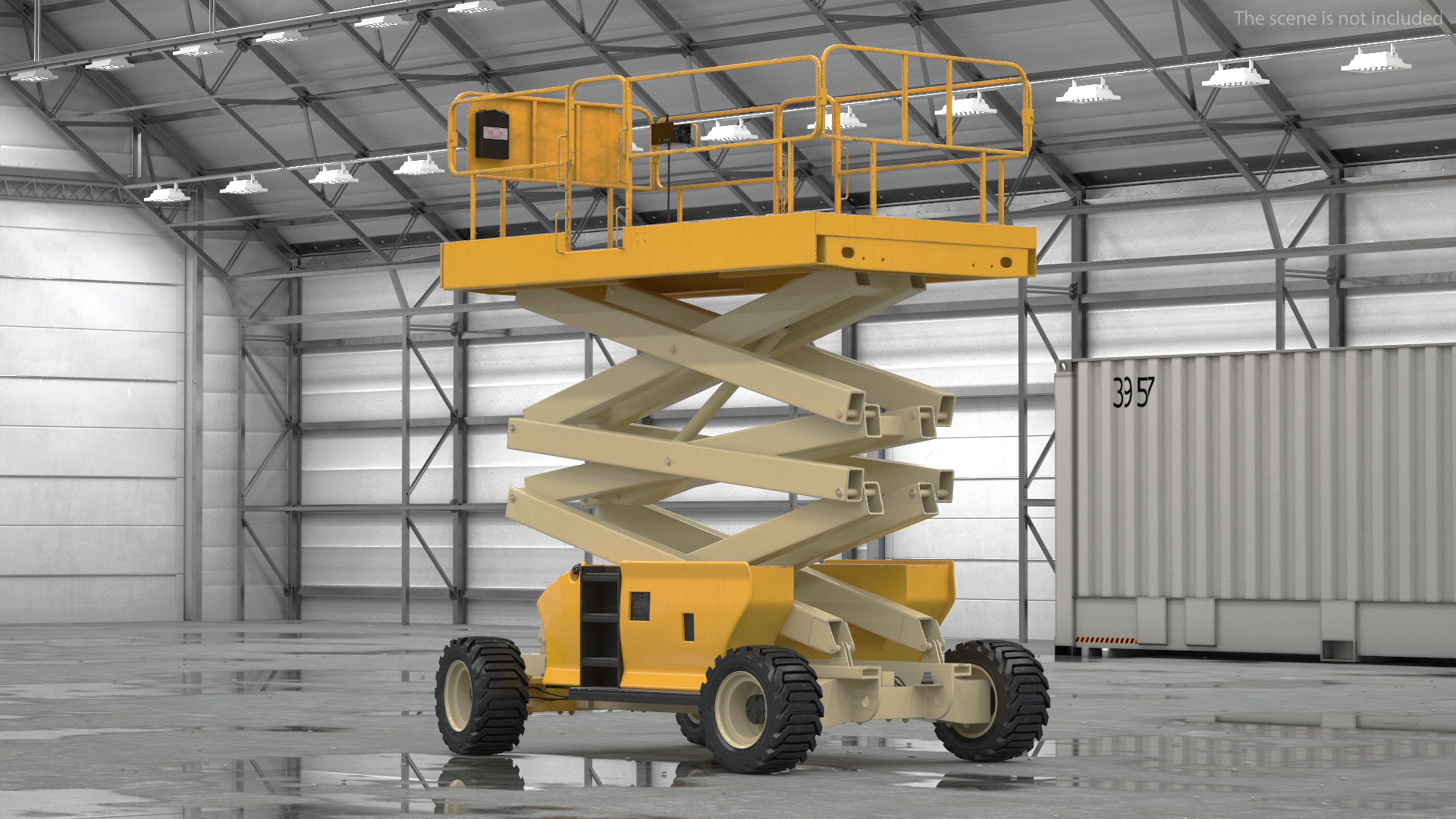 3D model Industrial Heavy Duty Scissor Lift Rigged for Maya