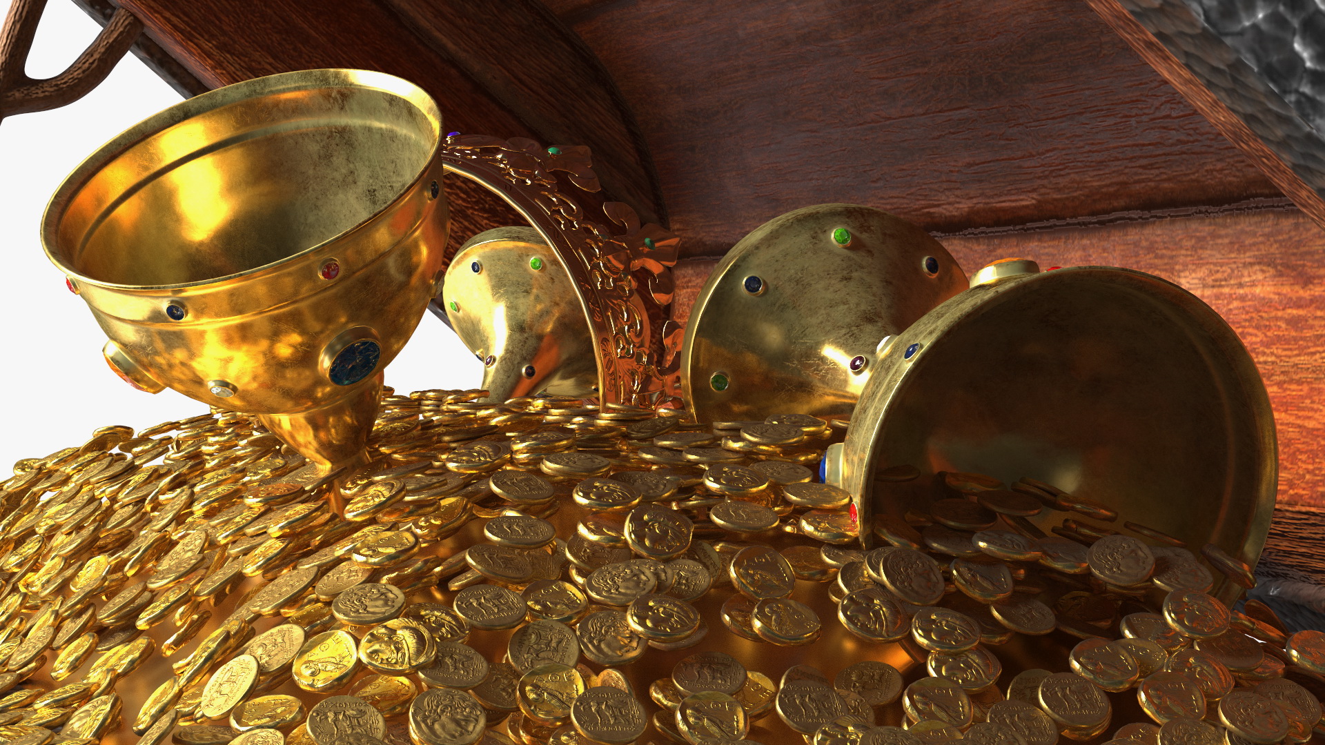 3D Old Treasure Chest Open model