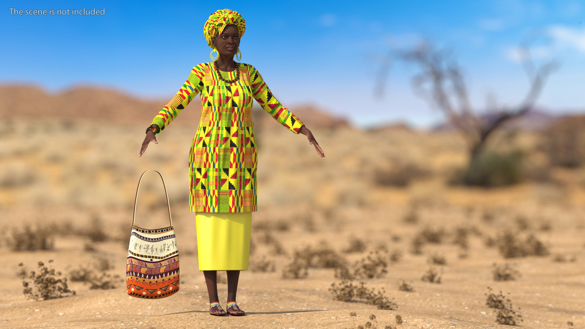 African Woman Wearing Traditional Clothes Neutral Pose 3D model