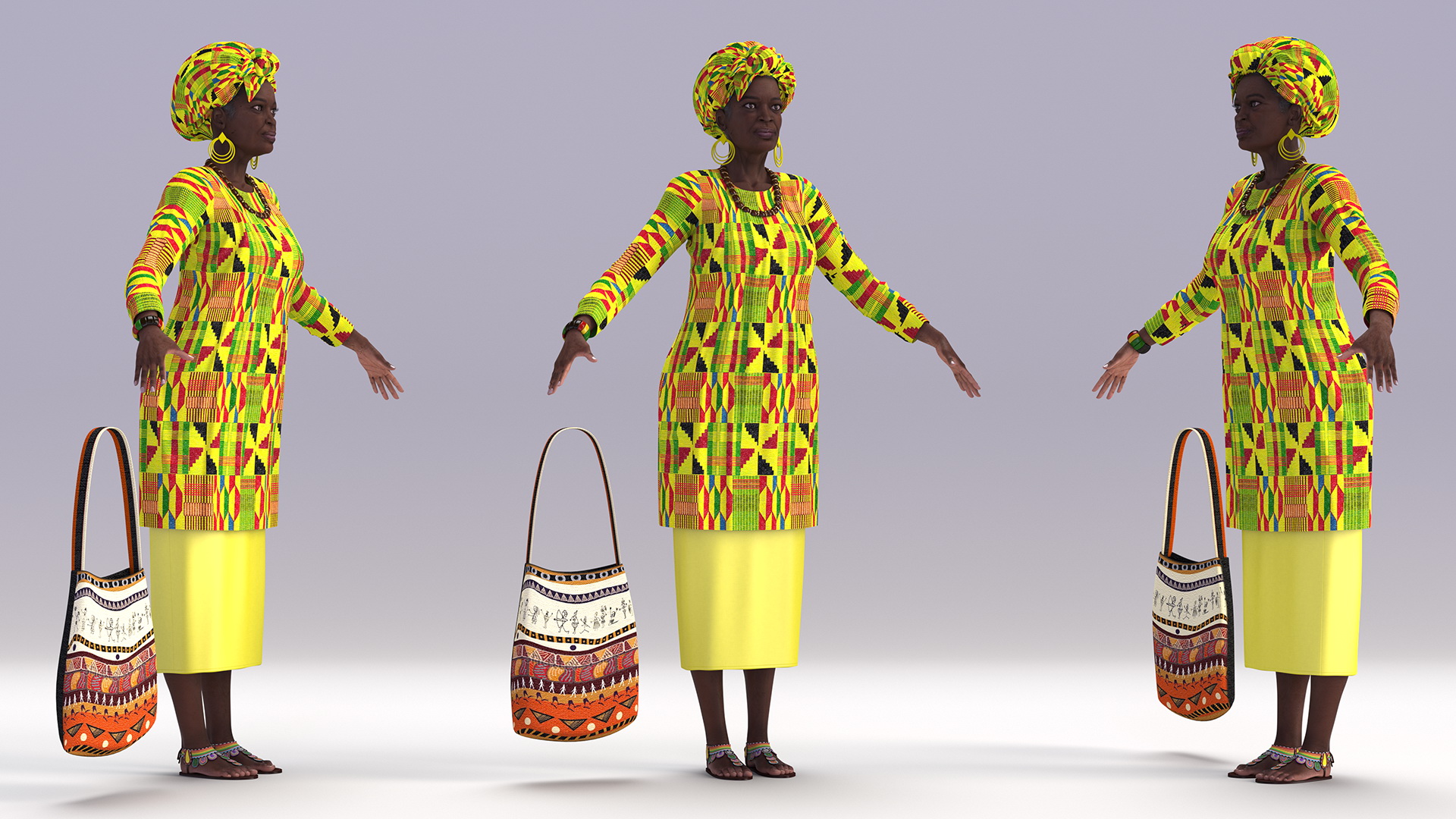 African Woman Wearing Traditional Clothes Neutral Pose 3D model