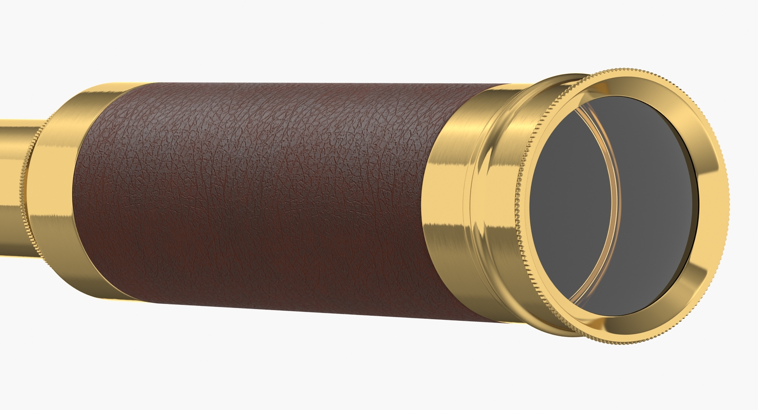 Wrapped Brass Spyglass Telescope 3D