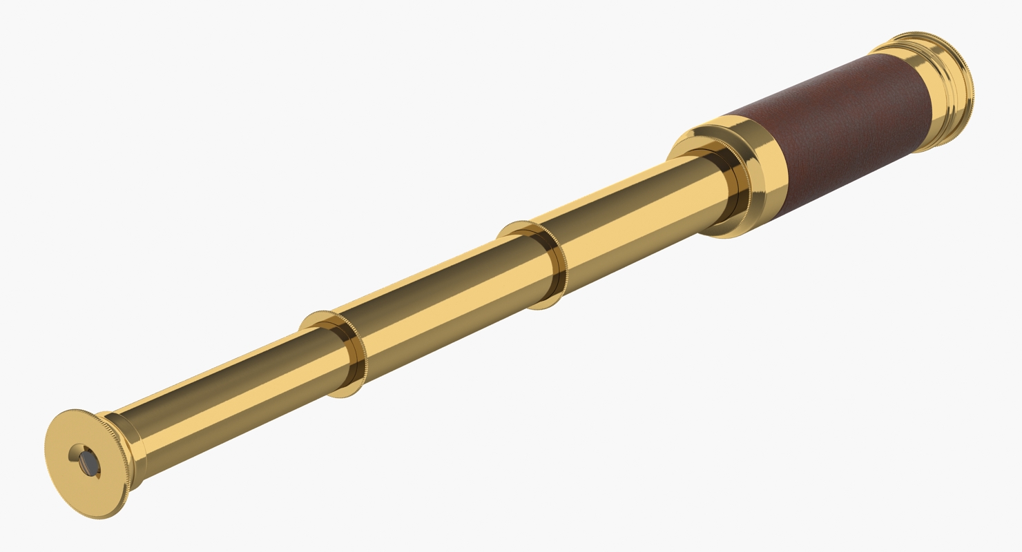 Wrapped Brass Spyglass Telescope 3D