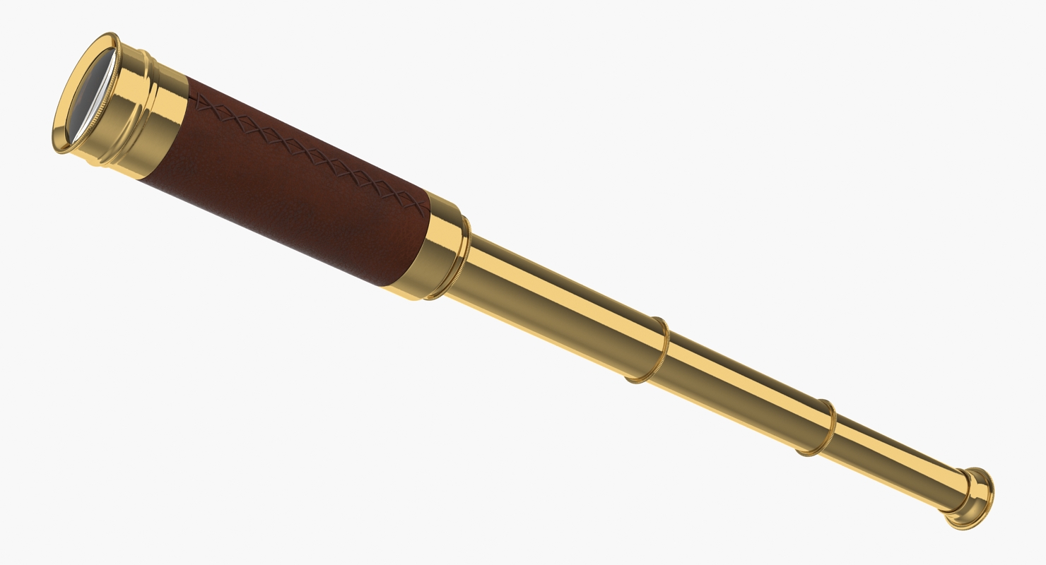 Wrapped Brass Spyglass Telescope 3D