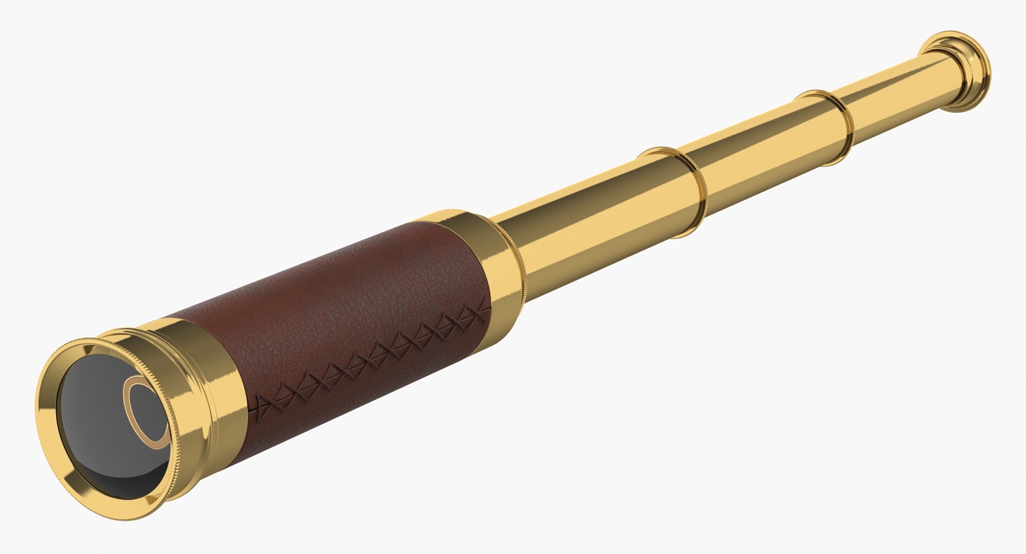 Wrapped Brass Spyglass Telescope 3D