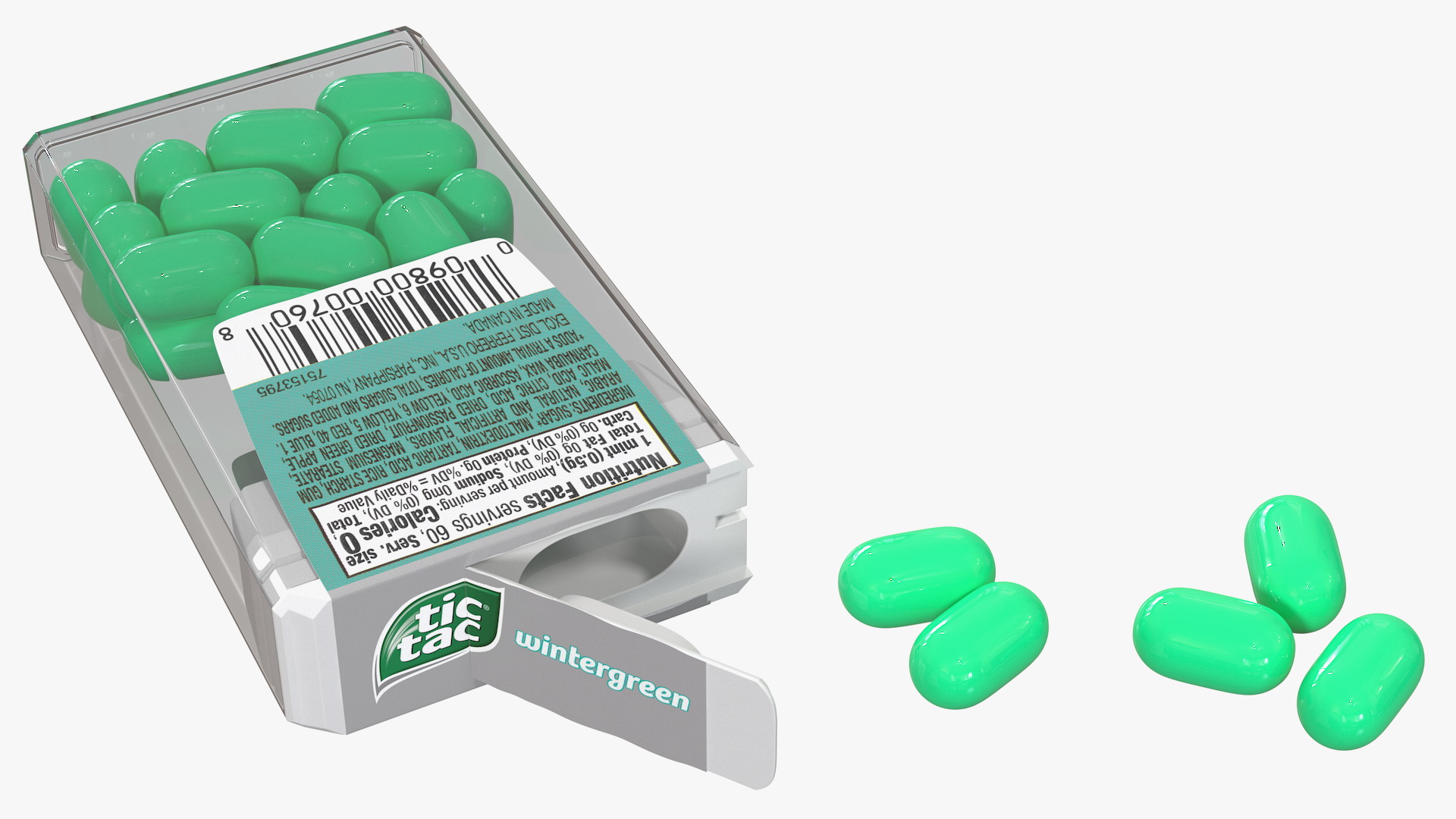 3D Spilled Tic Tac Wintergreen Candy model