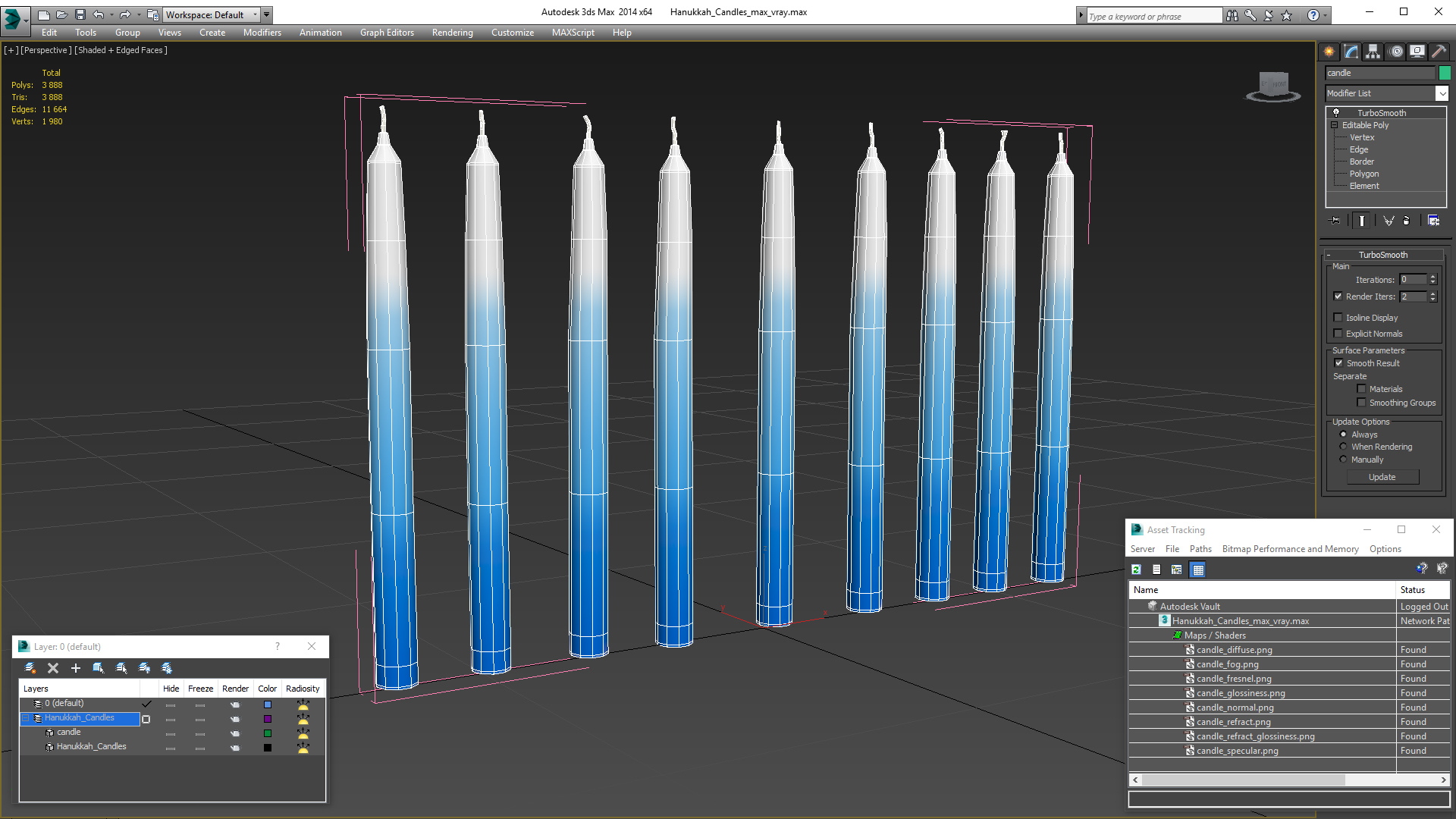 3D Hanukkah Candles